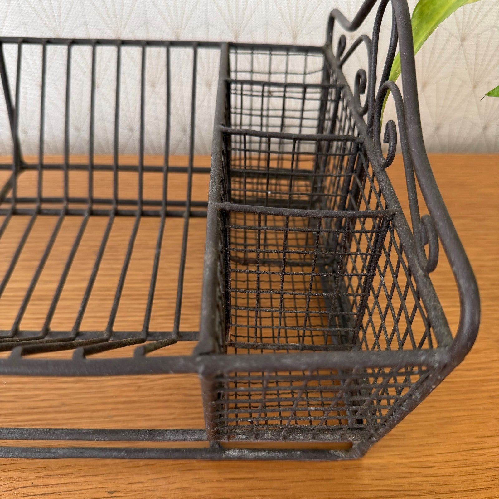Vintage French Black Wrought Iron Dish Drying Rack Kitchen Farmhouse 10062616 Unbranded