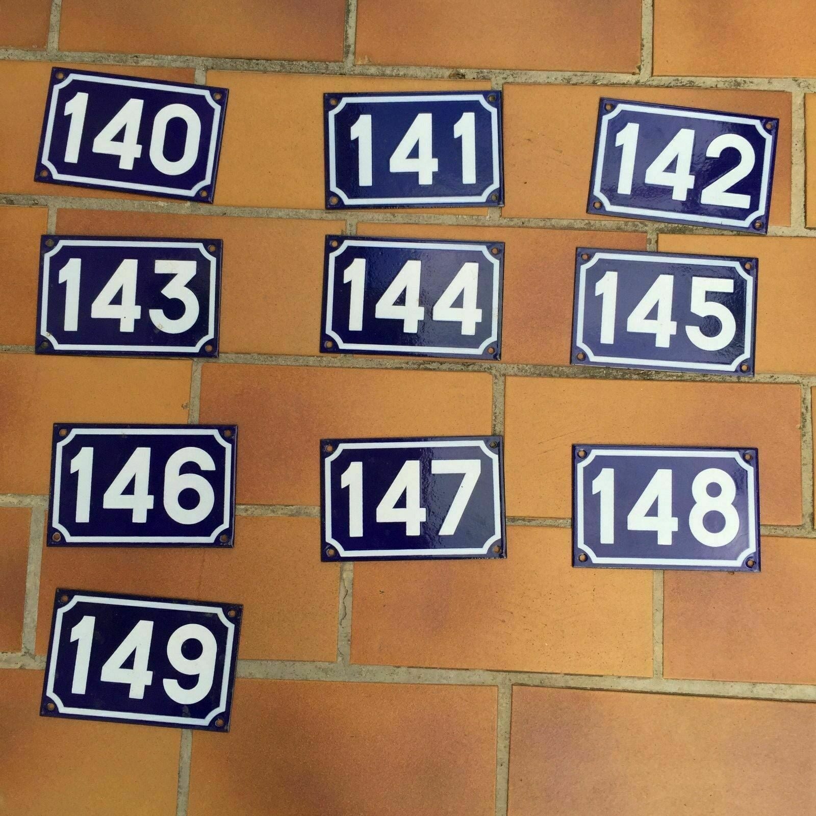French vintage blue enameled enamel steel metal house street door number girod Unbranded