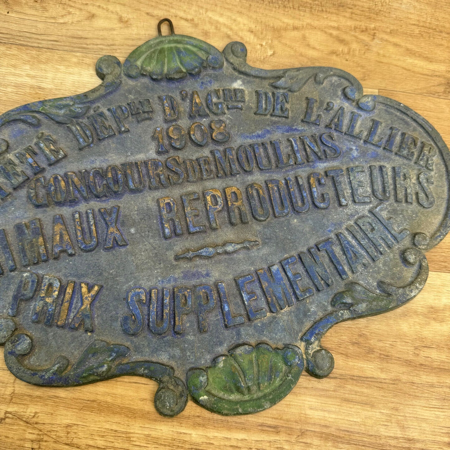 FRENCH VINTAGE AGRICULTURE PLAQUE TROPHY AWARD ANIMALS PRIZE SIGN 1908 0309242 - Fleamarketfrance