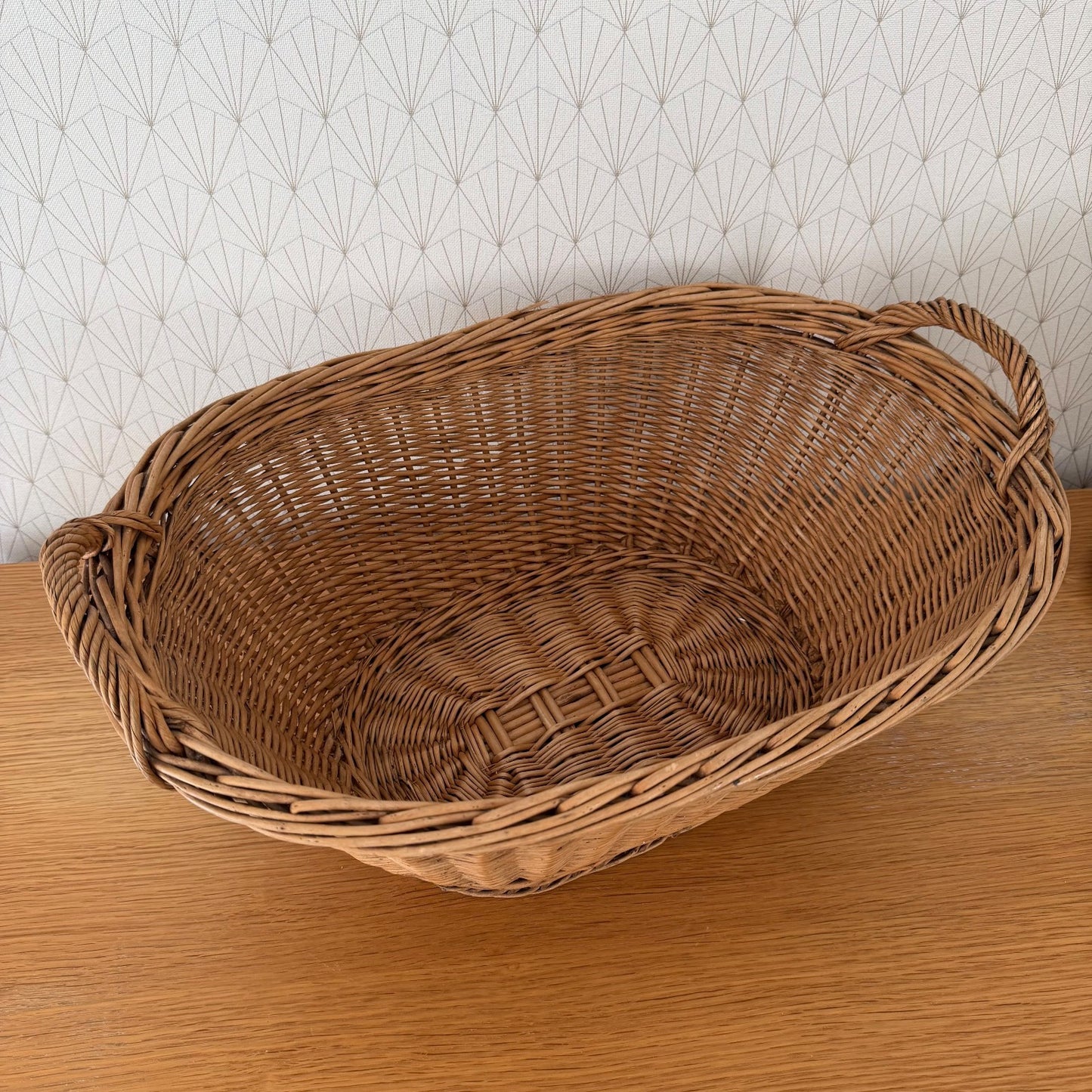 French Wicker Laundry Basket Vintage Rattan Storage Handles 140826 Unbranded