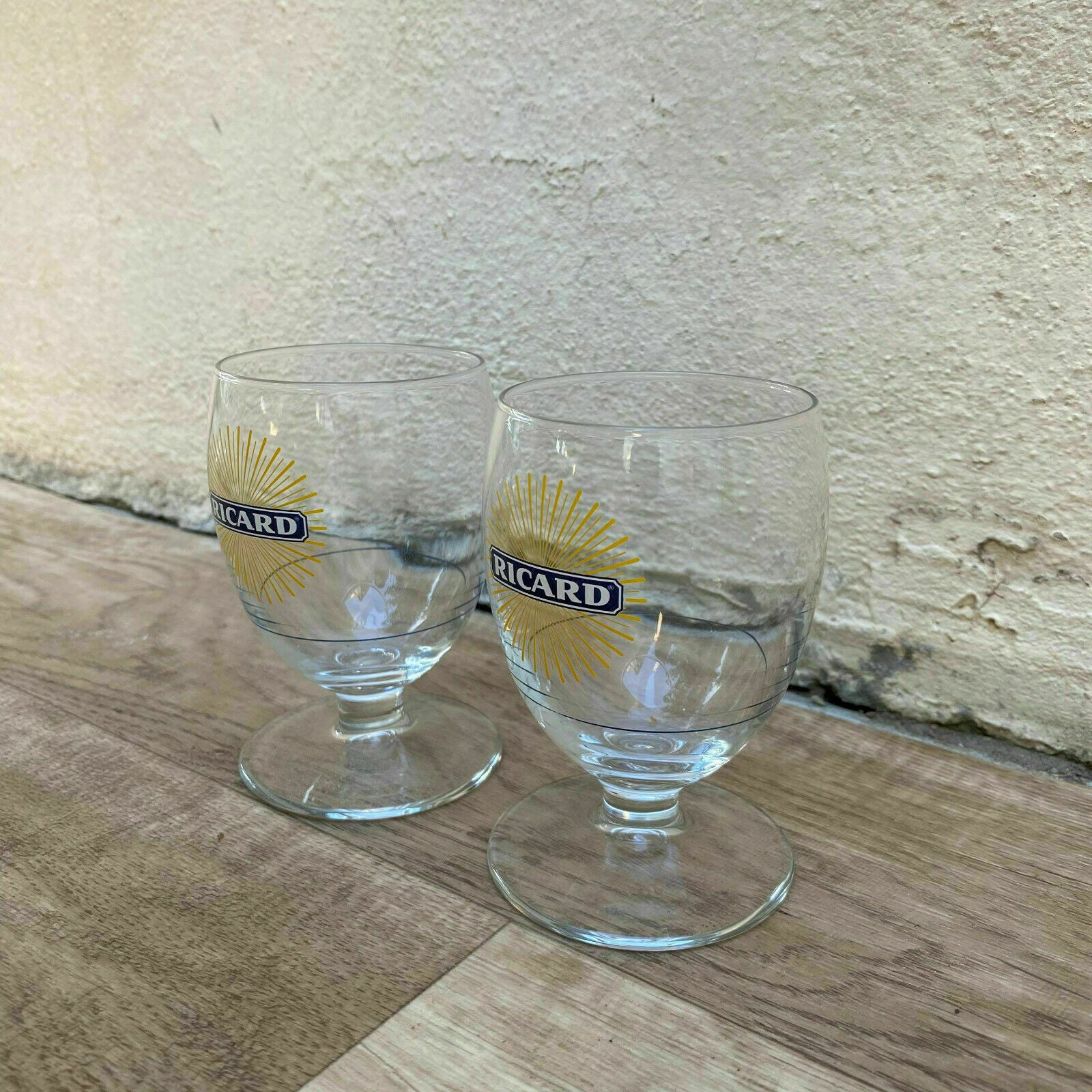 Vintage French Ricard Pastis Glasses Sunburst Logo Set 23092019 Does Not Apply