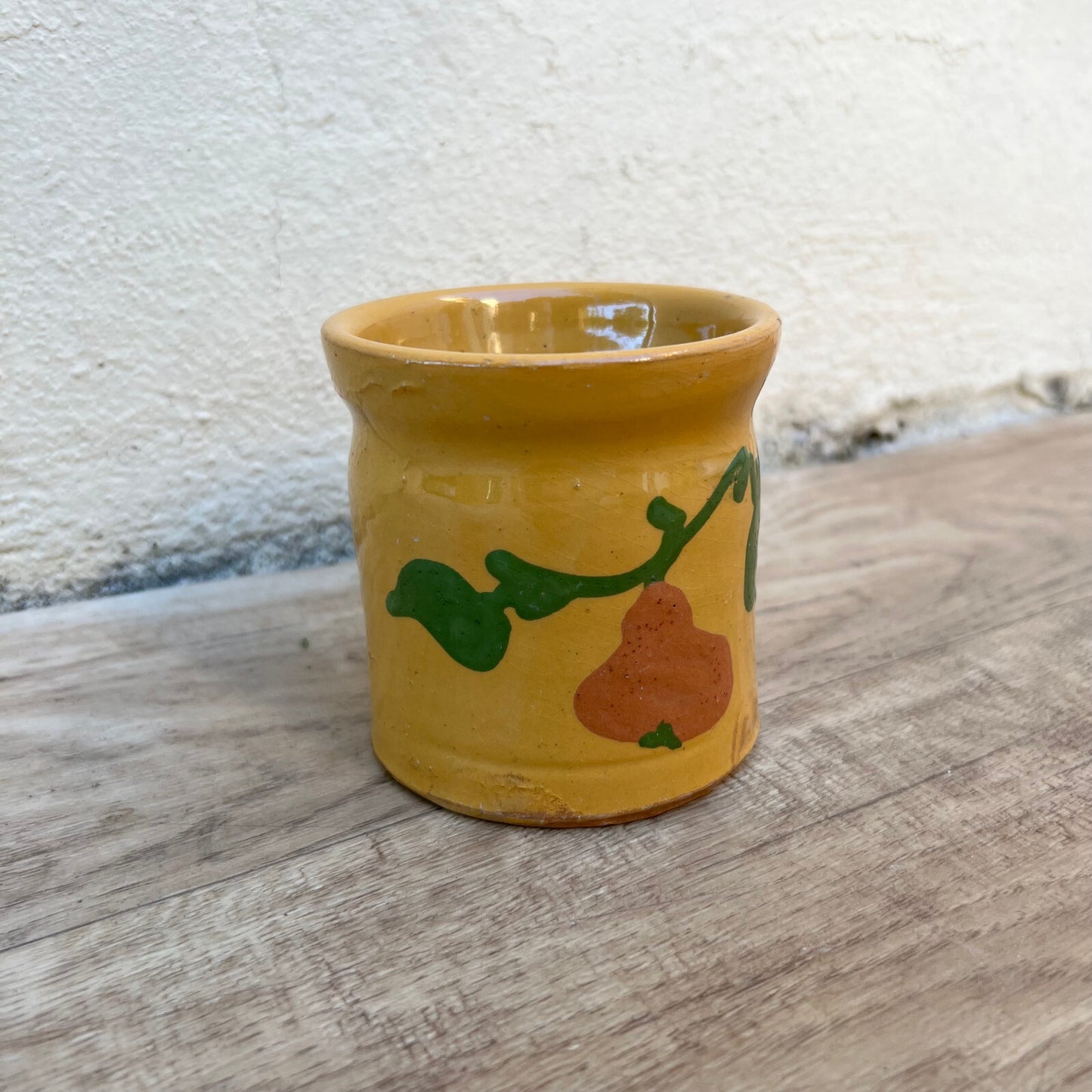 Antique French Confit Pot Yellow Glazed Terracotta Savoie Folk Art 29052411 Unmarked
