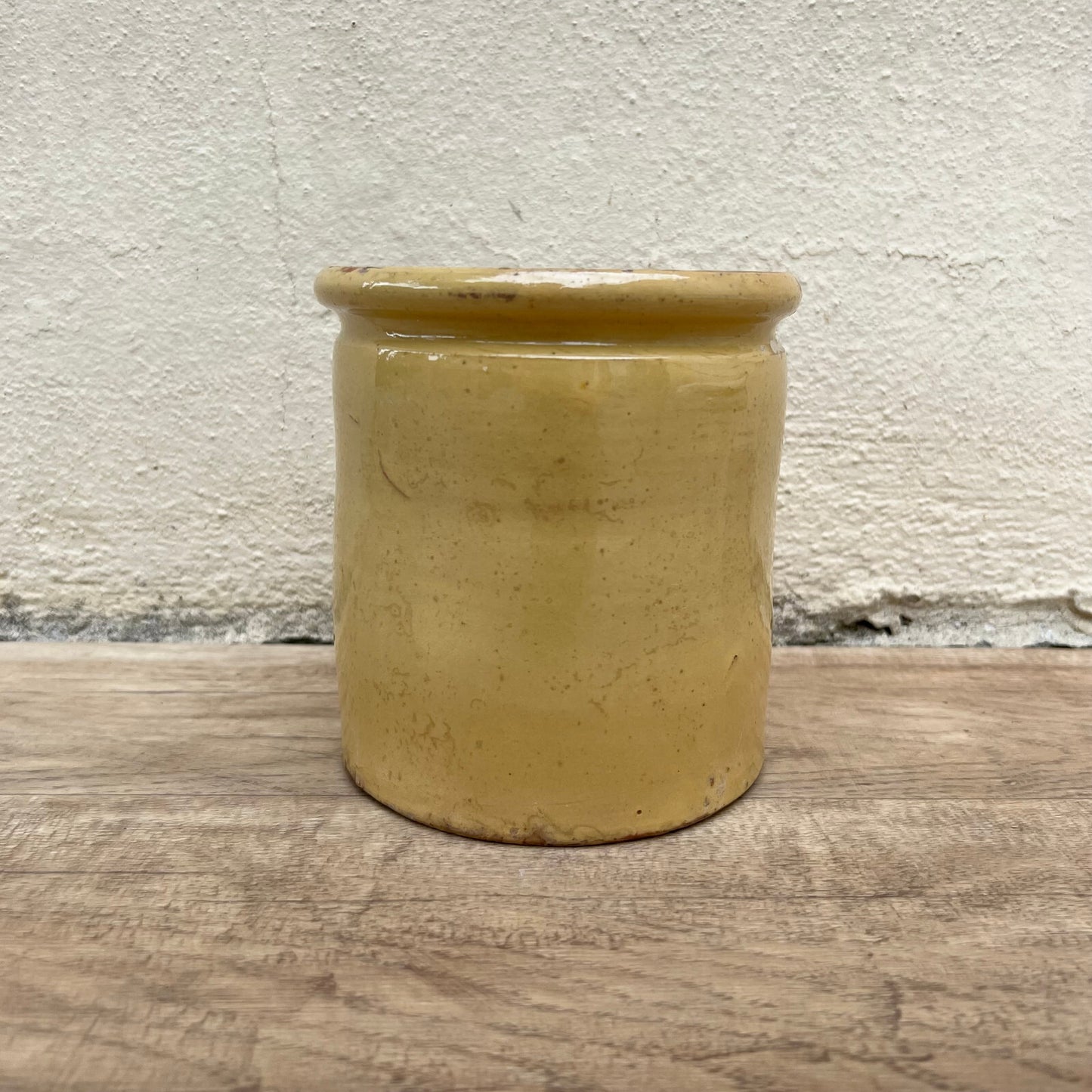 Antique French Jam Pot Yellow Glazed Terracotta Confit Pot 5" 1107222 Unmarked