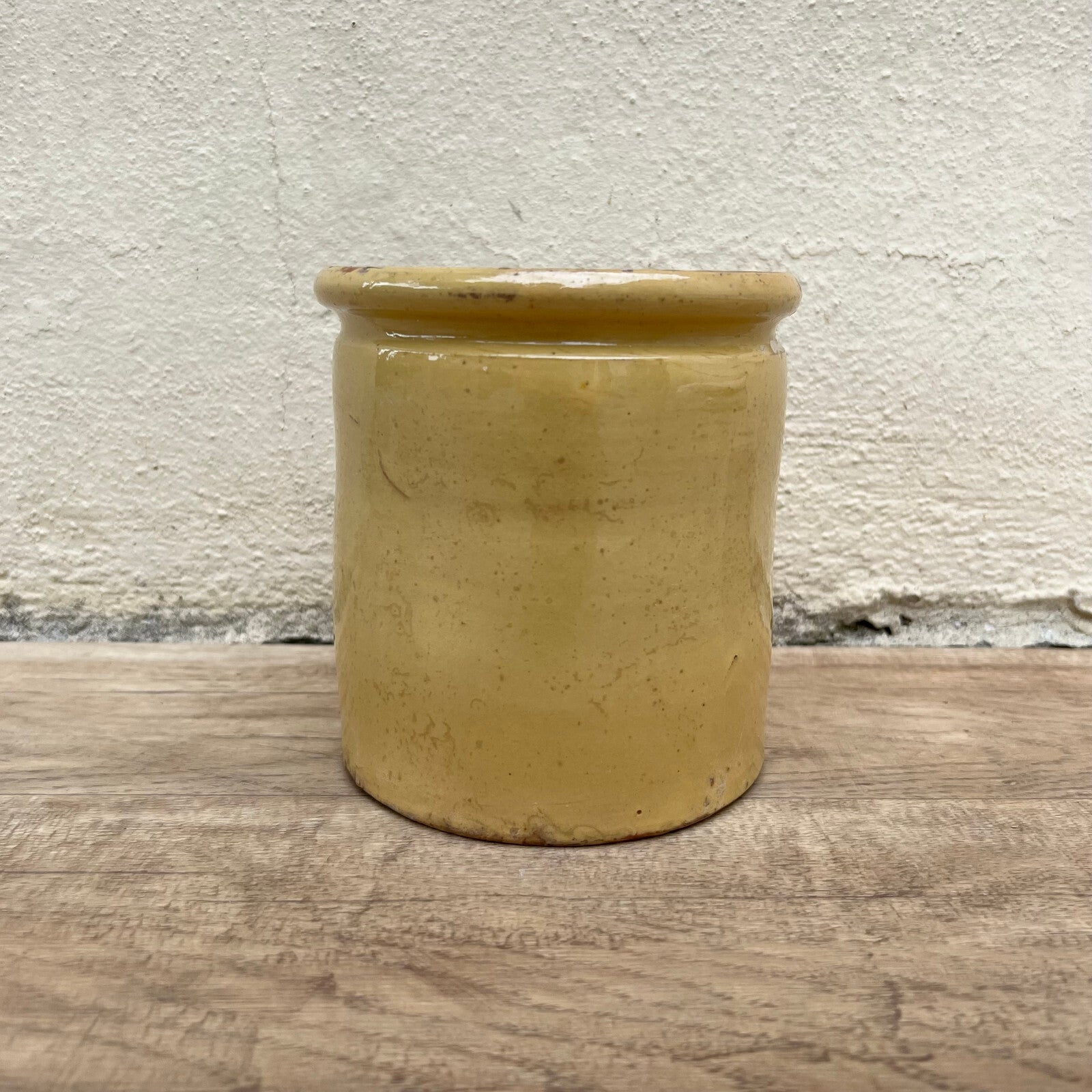 Antique French Jam Pot Yellow Glazed Terracotta Confit Pot 5" 1107222 Unmarked