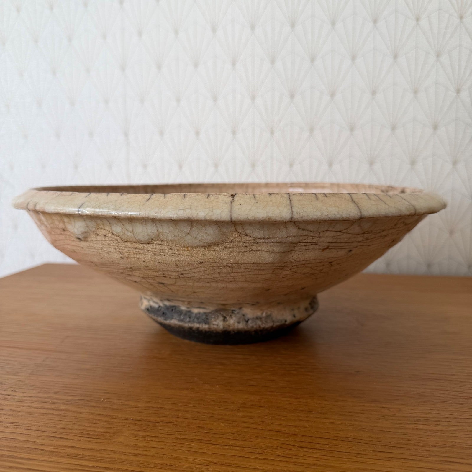 Antique French Crackle Ware Ceramic Pottery Bowl 13" Footed 15062610 Unknown