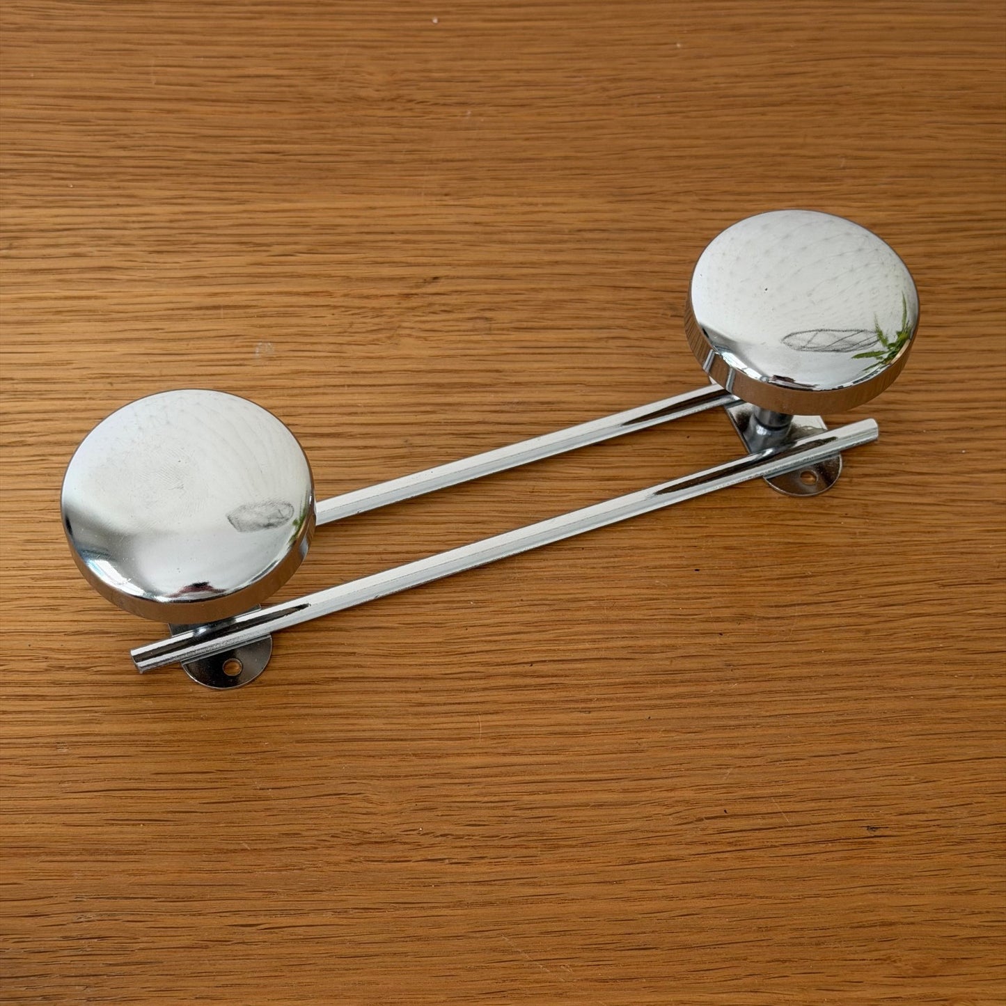 Vintage French Chrome Double Door Knob Pull Handle Wall Mount 27062610 Unbranded