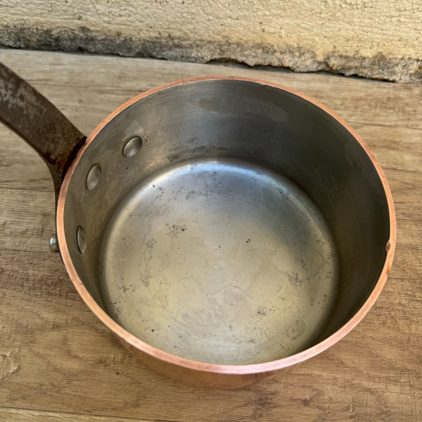 Vintage FRENCH Copper PAN TIN LINING chef 1.3kg 3mm 2107244 - Fleamarketfrance