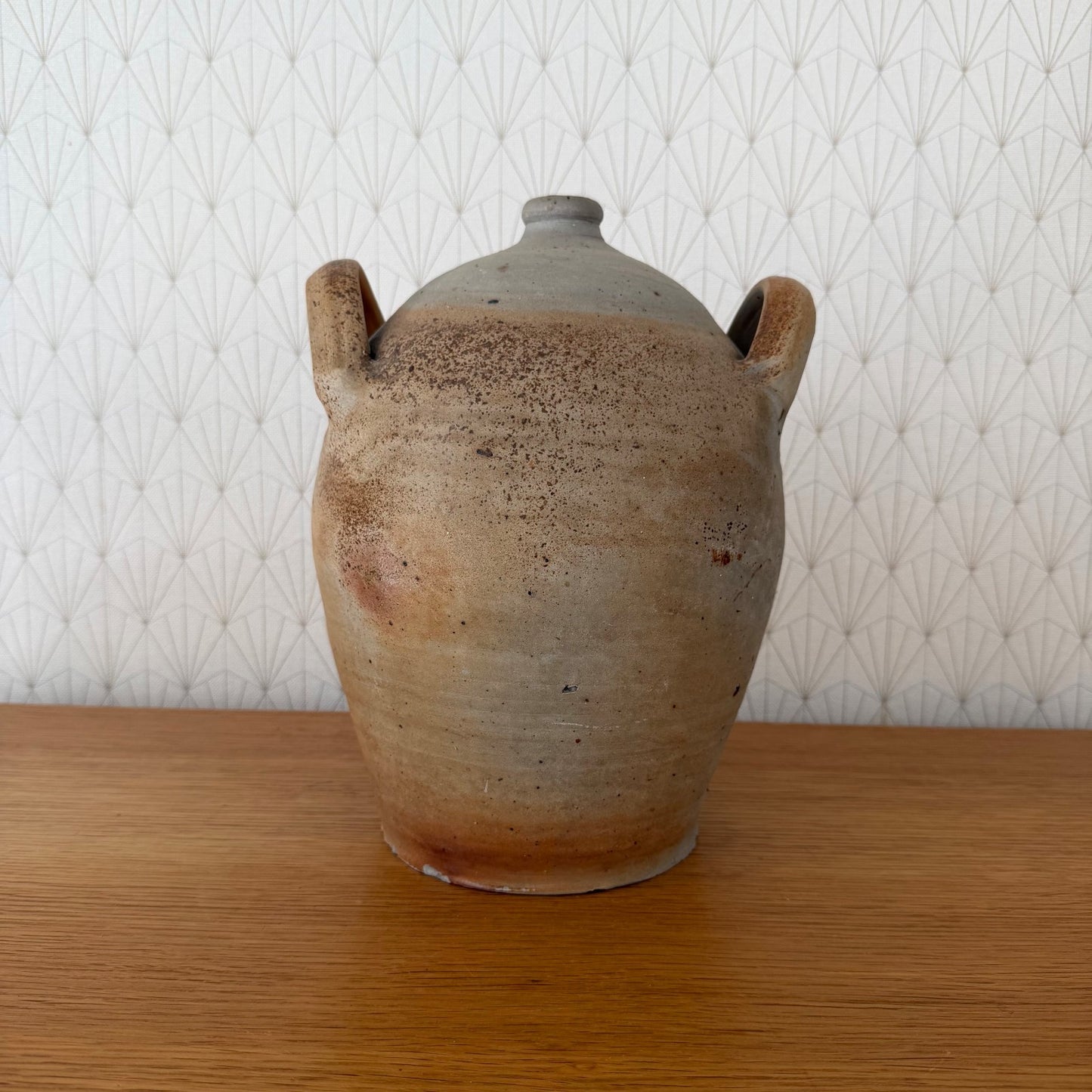 Antique French Stoneware Jug Handmade Earthenware Pitcher Pottery 04092618