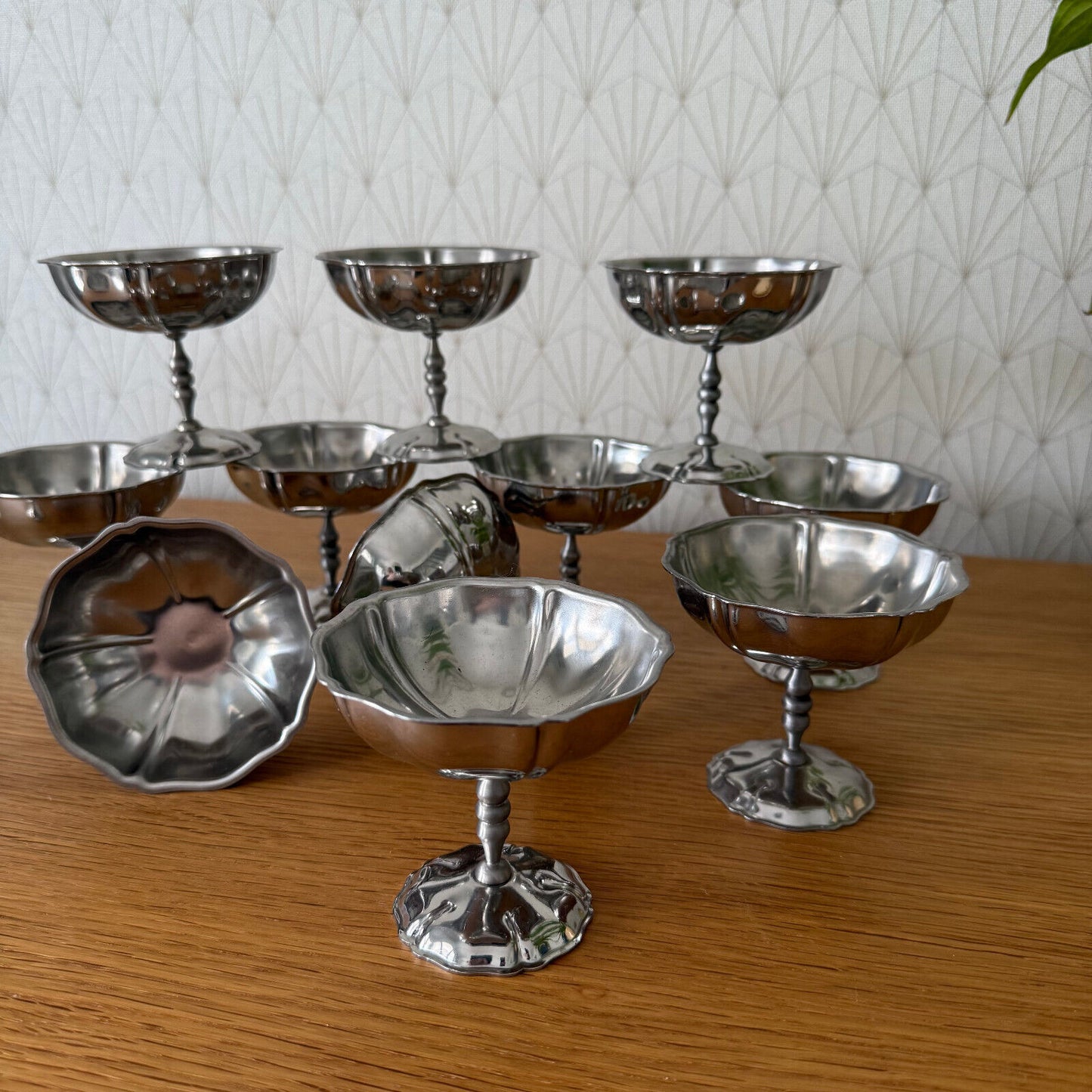 Set Of 12 Vintage Inox European Stainless Goblet Ice Cream Cup 2502251 - Fleamarketfrance