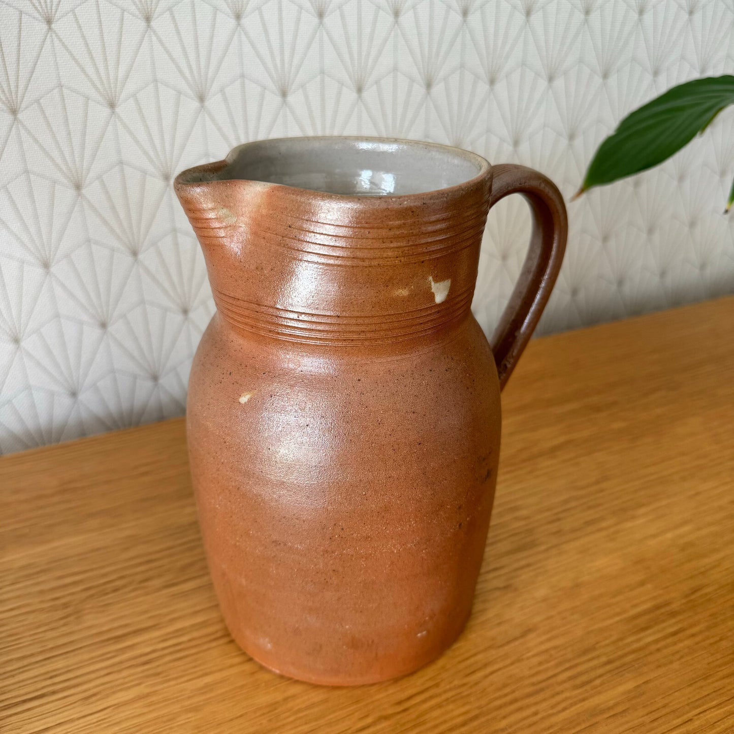 French Stoneware Pitcher Brown Ceramic Jug Vintage 7.5" Rustic 0808243 Unbranded