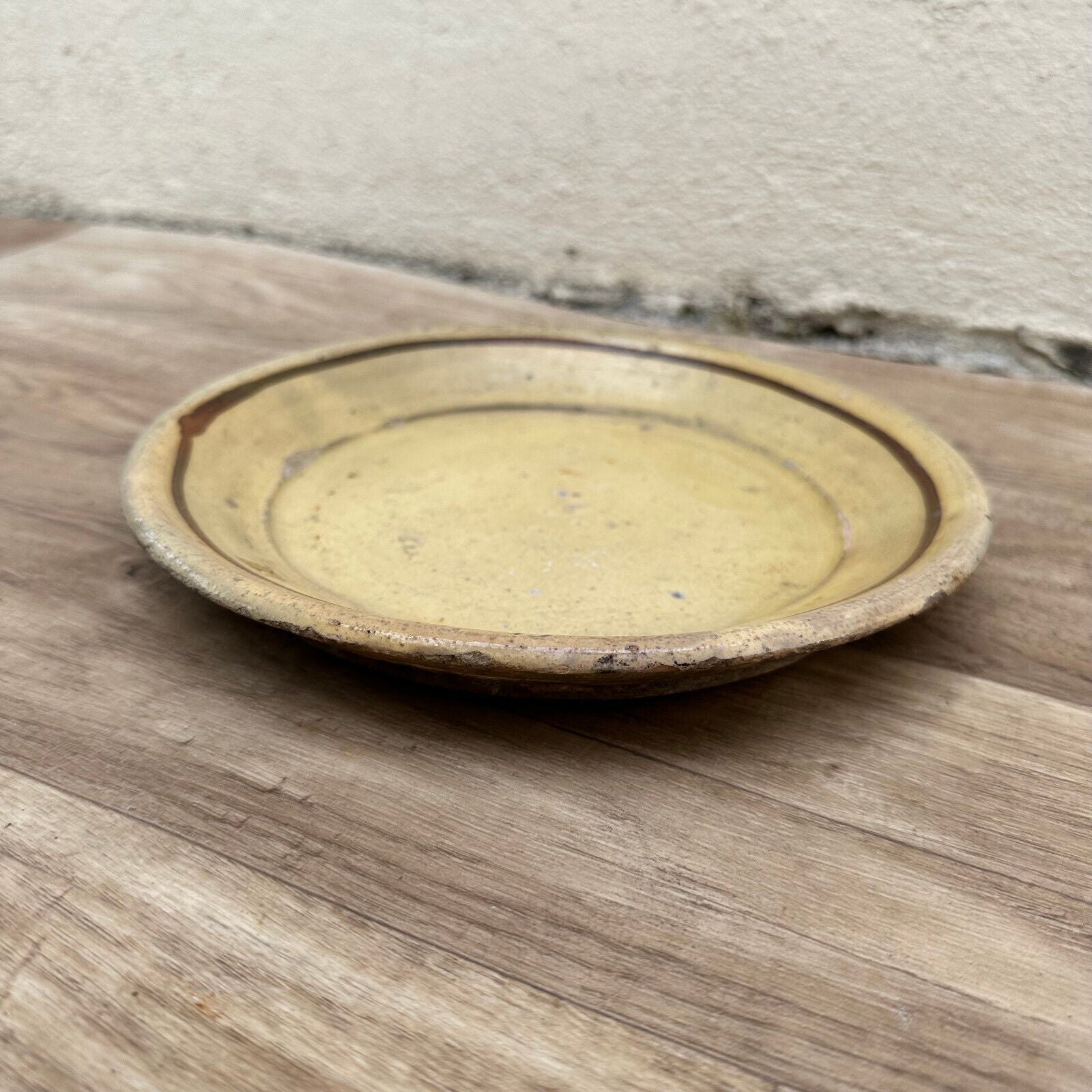 Antique yellow glazed French Pottery Plate Provence omelette turner plate1611236 - Fleamarketfrance