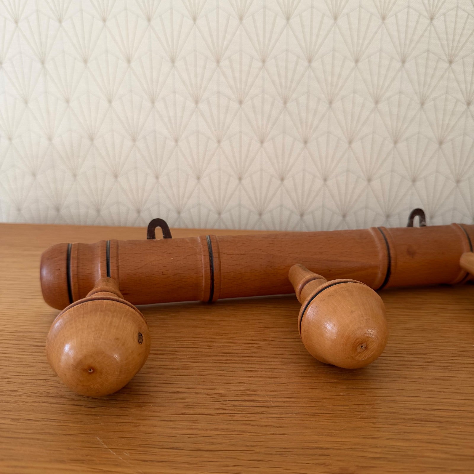 Antique French Coat Hook Hat 3 Pegs Hanger Faux Bamboo rack 0101268 Unbranded
