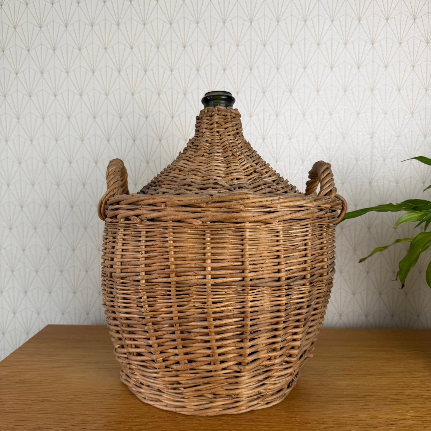 Old French Green Dame Jeanne Demi John Carboy Bottle bonbonne whicker 2910251