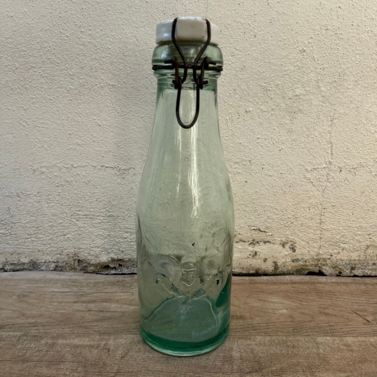 Old bottle preserve La Lorraine jar glass porcelain stopper 11 1/2" 30062414 - Fleamarketfrance