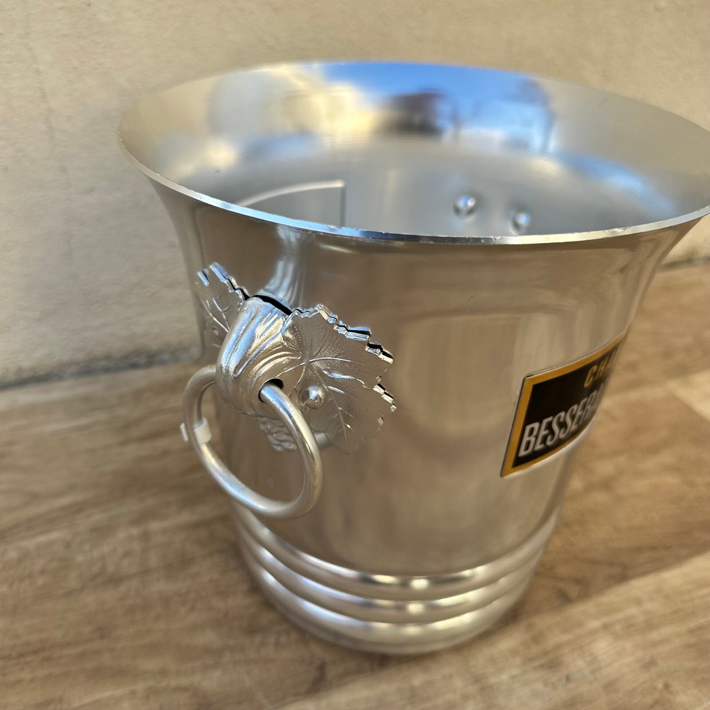 French Champagne Cooler Silver Metal Ice Bucket Besserat Bellefon 07122315 Besserat de Bellefon