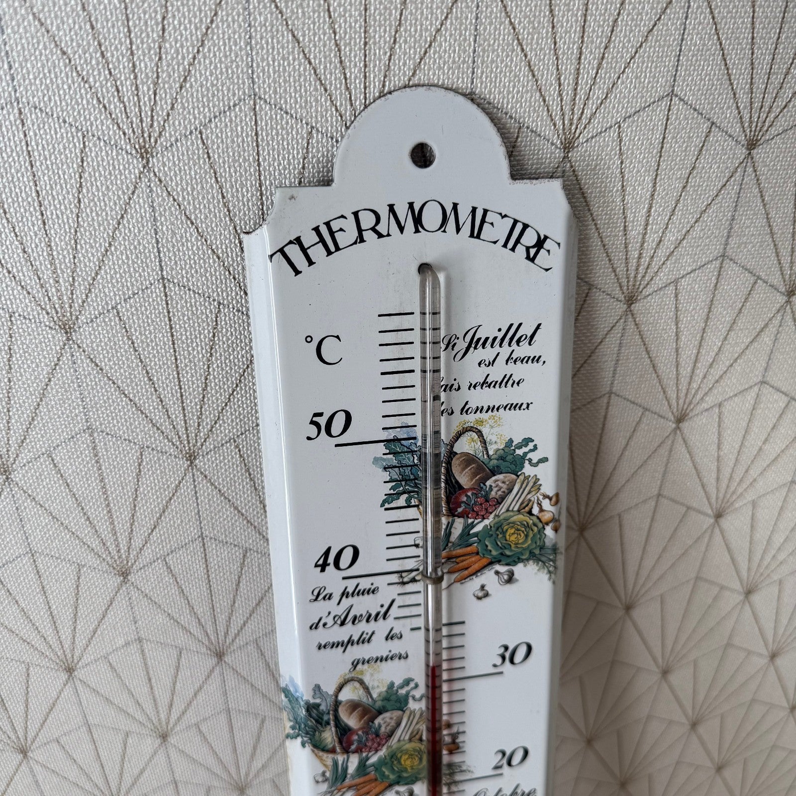 French Enamel Thermometer Country Floral Metal Wall Decor Vintage 0407258 unknown