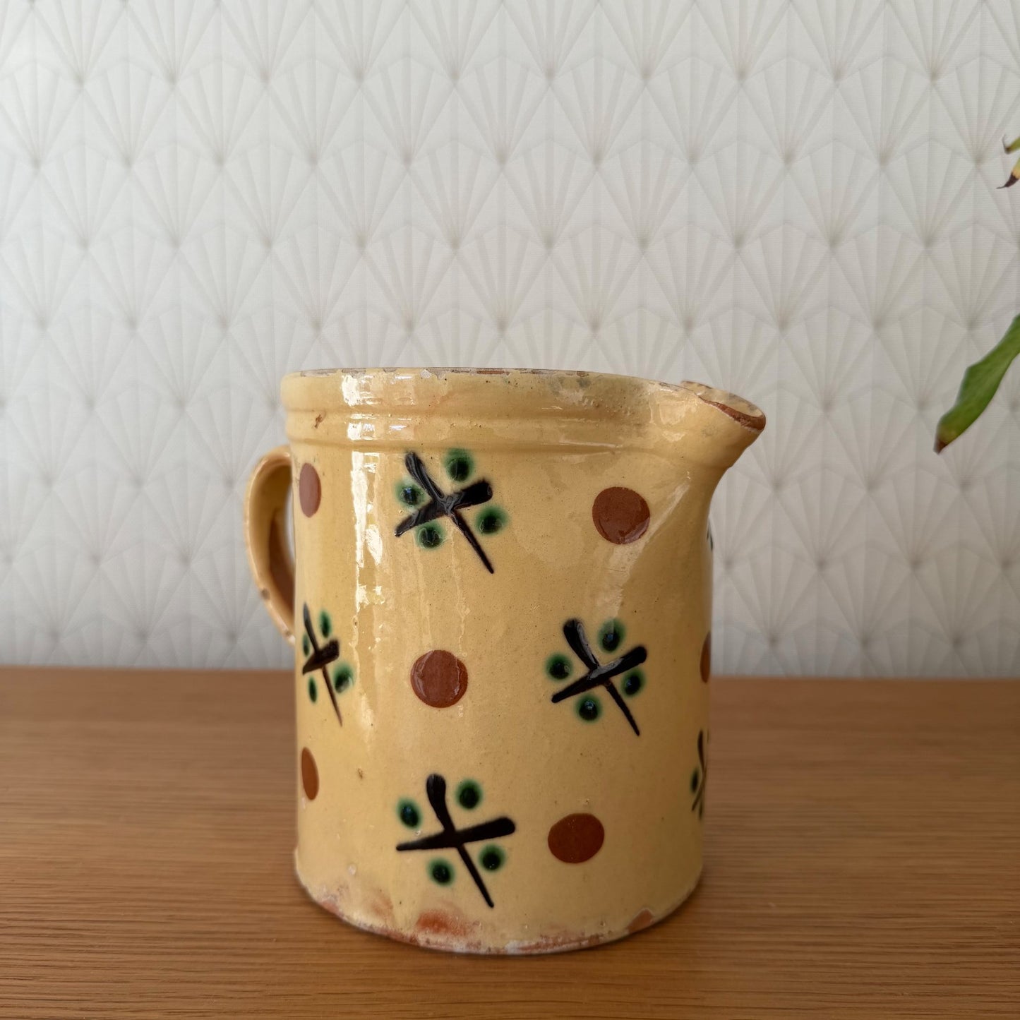 French vintage terracotta SAVOIE dot breakfast milk cream Pitcher 13012622 Unmarked