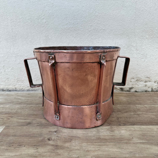 Antique French Copper Measuring Pot 2 Handles Wheat Vessel Brocante 1106232 Fleamarketfrance