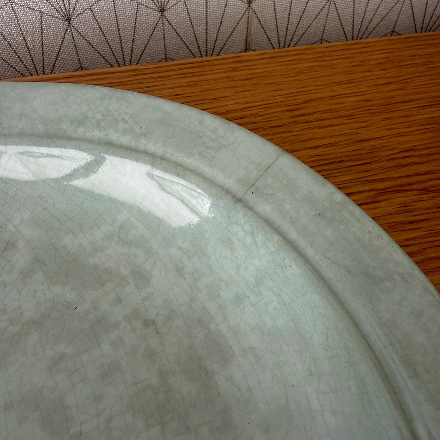 French Celadon Glazed Oval Serving Platter Ironstone Dish 25052615 Unbranded