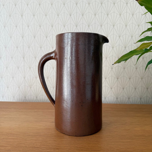 French Stoneware Pitcher Brown Ceramic Water Jug Vintage 9.75" 2608254 Fleamarketfrance : French vintage and antique decor
