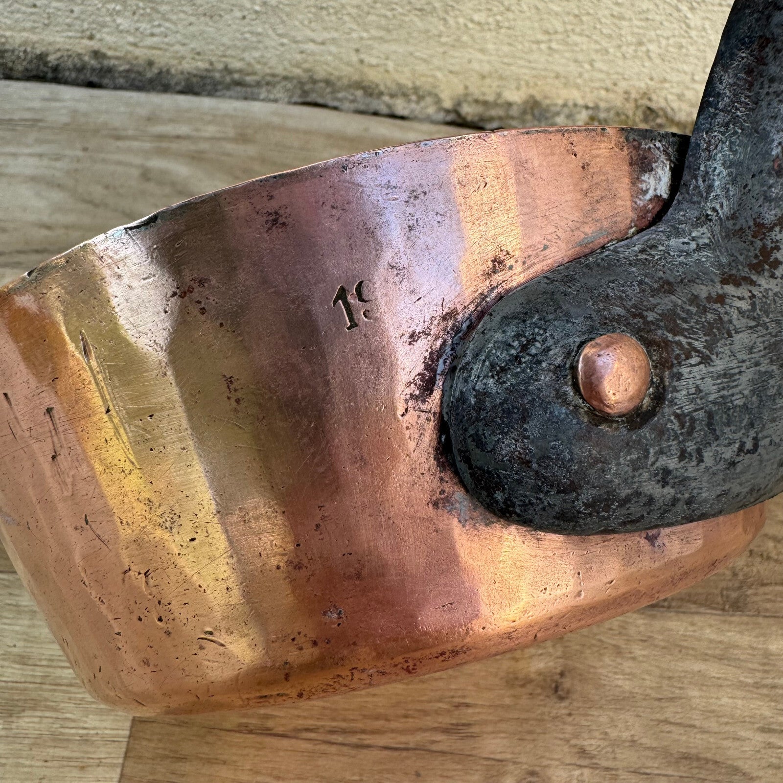 Antique French Copper Pan Tin Lined Windsor Style 19cm Restoration 2107242 Unbranded
