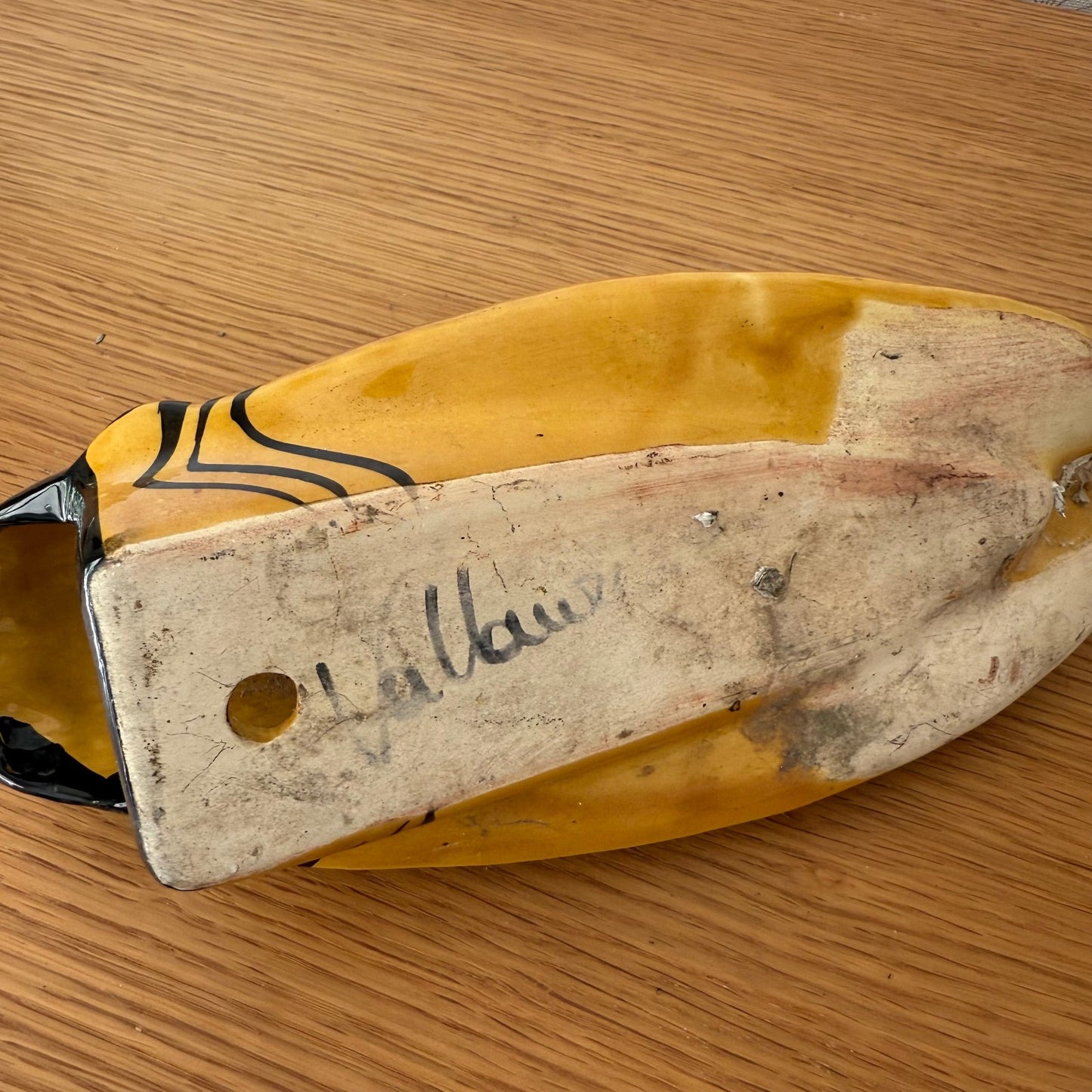 Vintage French MAJOLICA CICADA WALL POCKET VASE Provence BIG 02112510