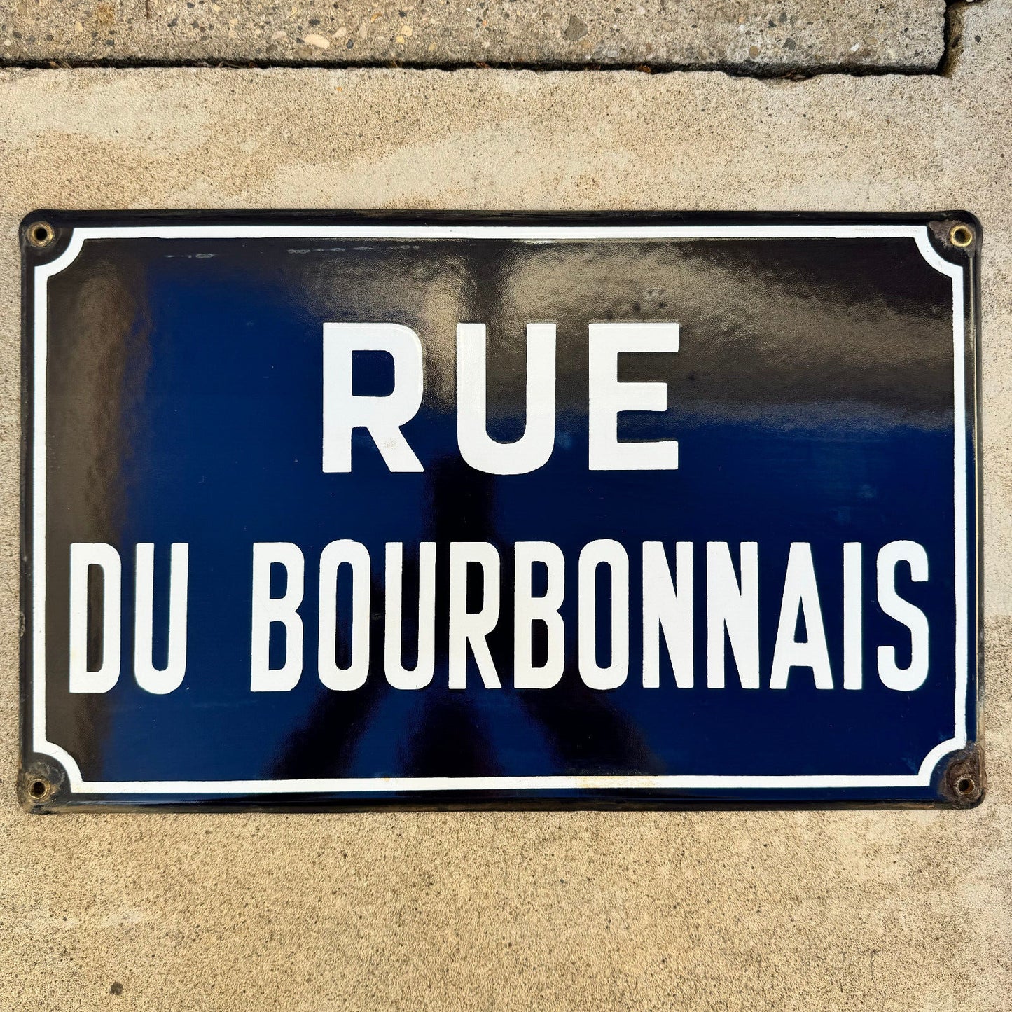 Old French Street Enameled Sign Plaque - vintage BOURBONNAIS  13042435 - Fleamarketfrance