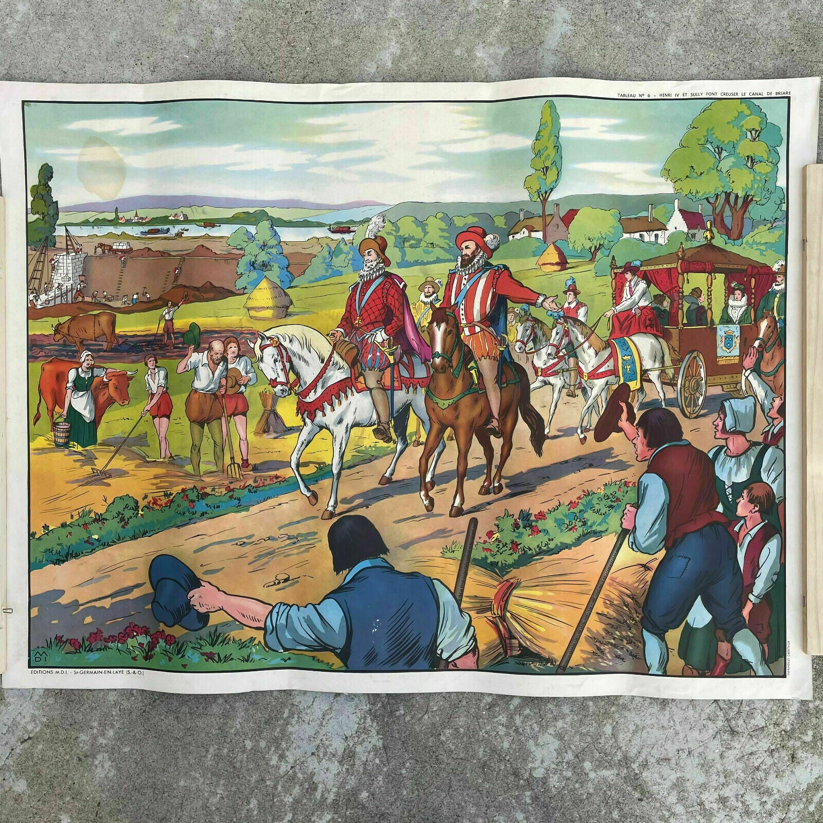 Vintage French School Poster Medieval History Double-Sided Educational 05112120 Fleamarketfrance