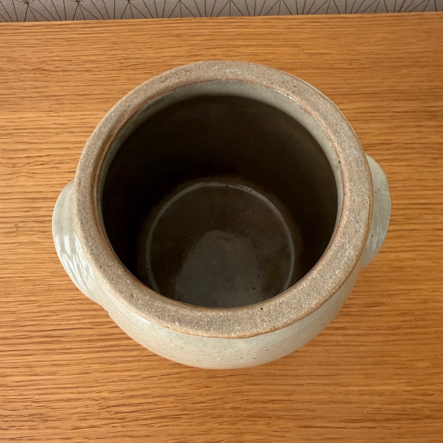 Handmade Glazed Grey Vintage French Confit Grease Pot Stoneware  1707254