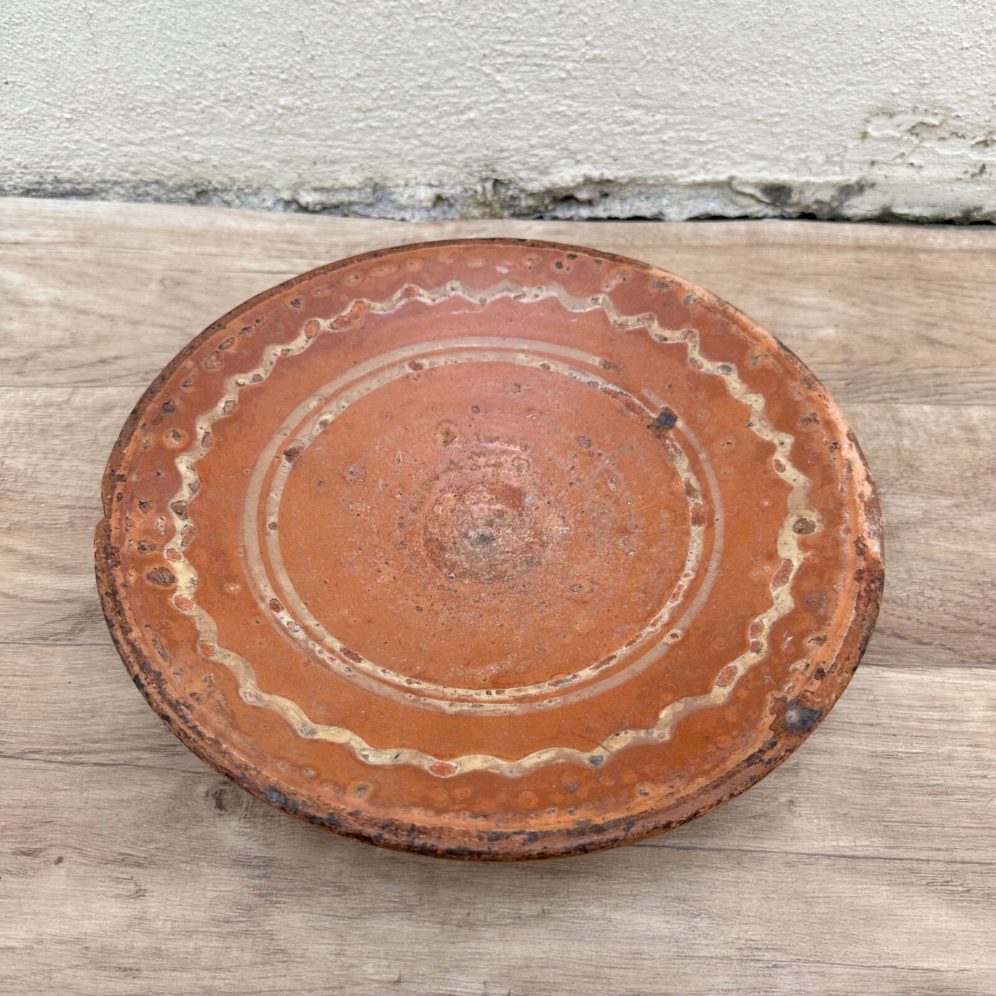 Antique French Pottery Omelette Turner Plate Provence Terracotta 1611237 Unmarked