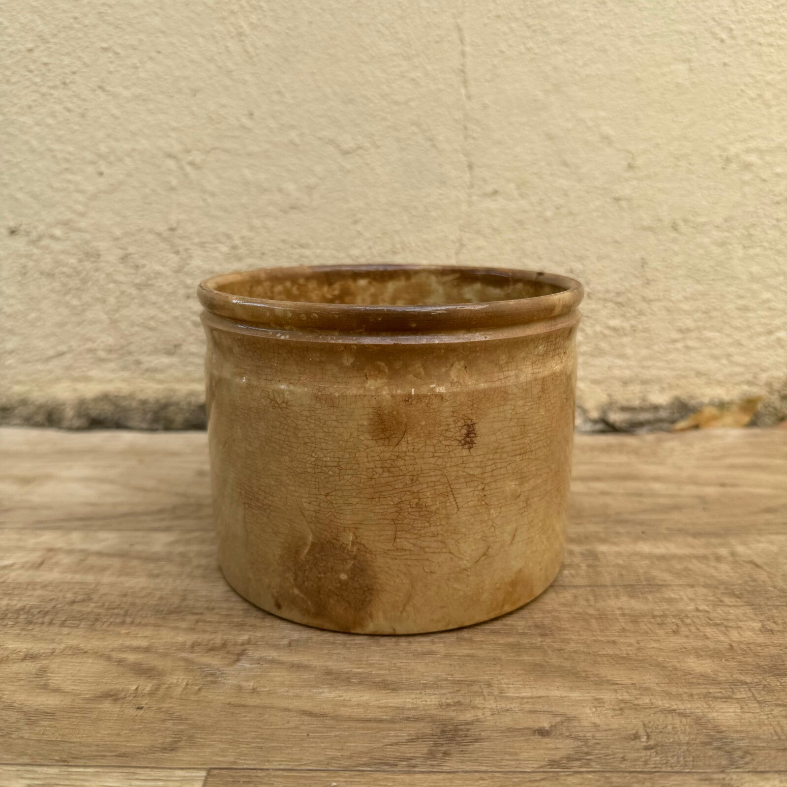 HANDMADE GLAZED YELLOW ANTIQUE FRENCH CONFIT JAM POT 3008241 Unmarked
