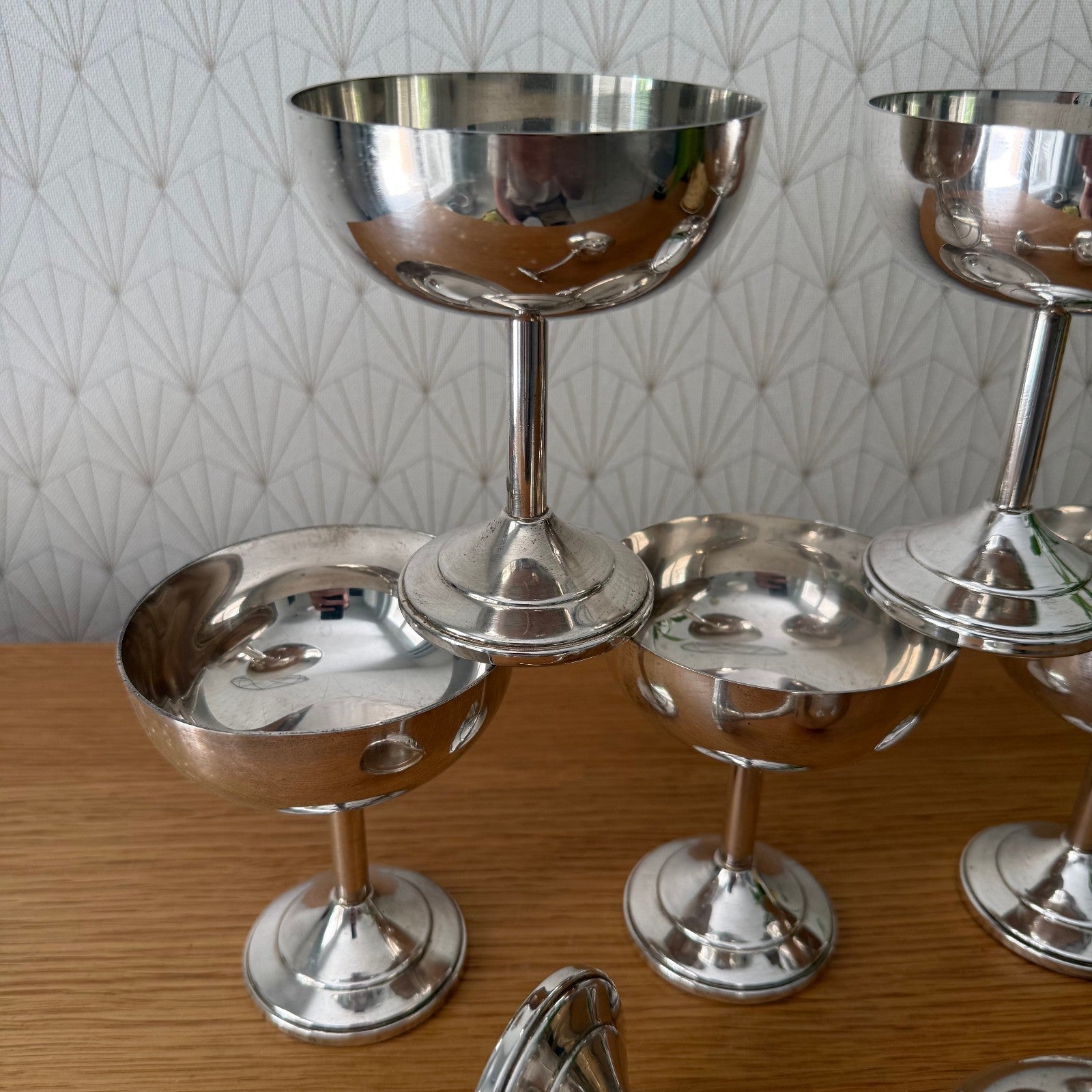 Set Of 6 Vintage Silverplate European Goblet Ice Cream Cup 0807251 Unbranded