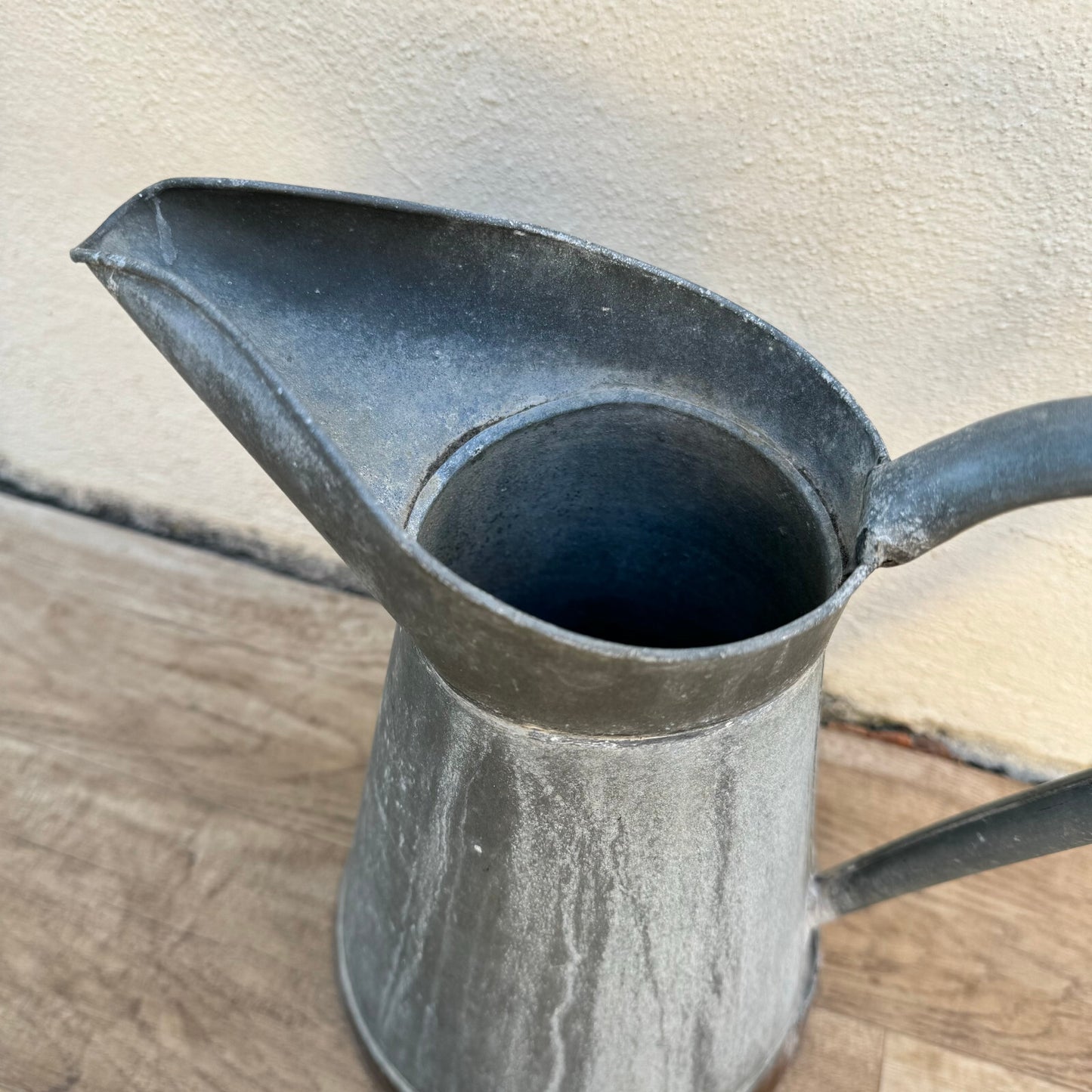 French Zinc Pitcher Vintage Galvanized Water Jug Garden Decor 11 3/4" 0510231 Fleamarketfrance