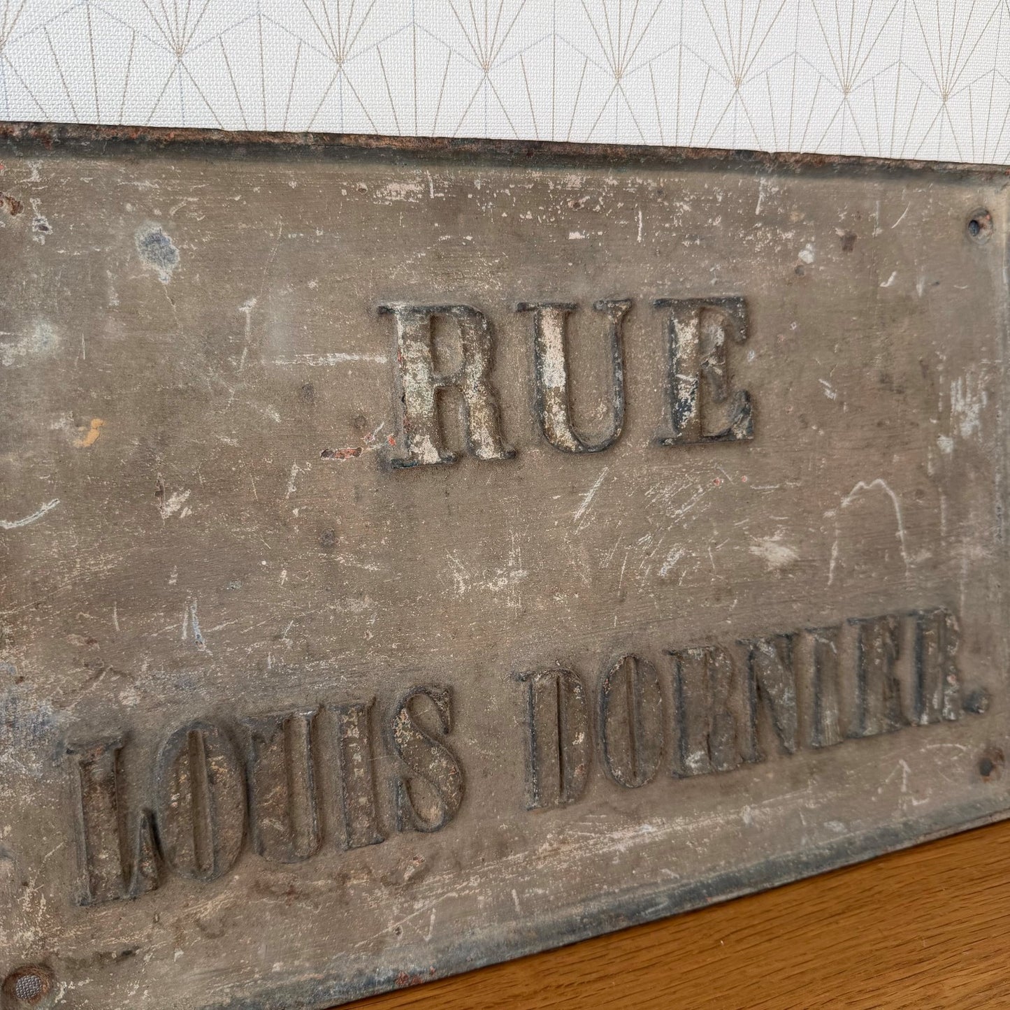 Antique French Cast Iron Street Sign Rue Louis Dornier 0107268 Fleamarketfrance
