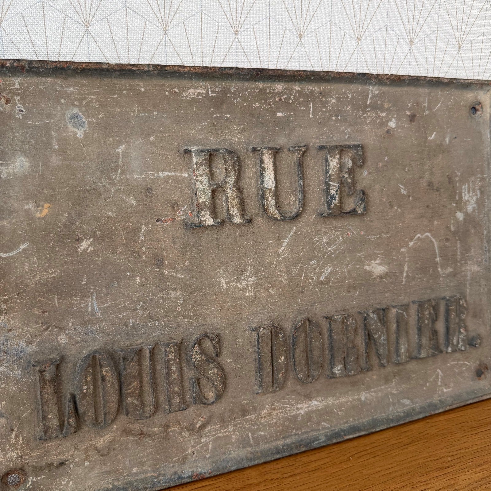 Antique French Cast Iron Street Sign Rue Louis Dornier 0107268 Fleamarketfrance
