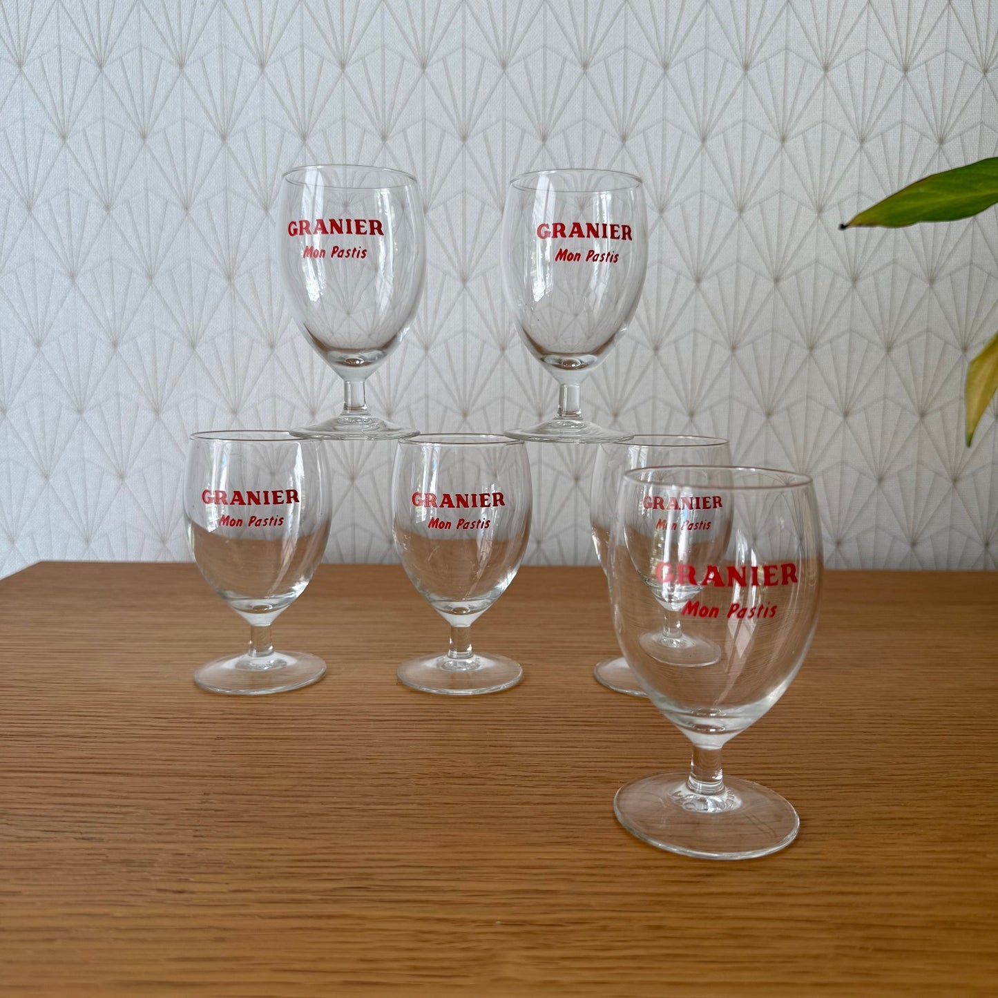 Vintage French Pastis Glasses Granier Mon Pastis Set of 6 Stemware 0309254 Granier