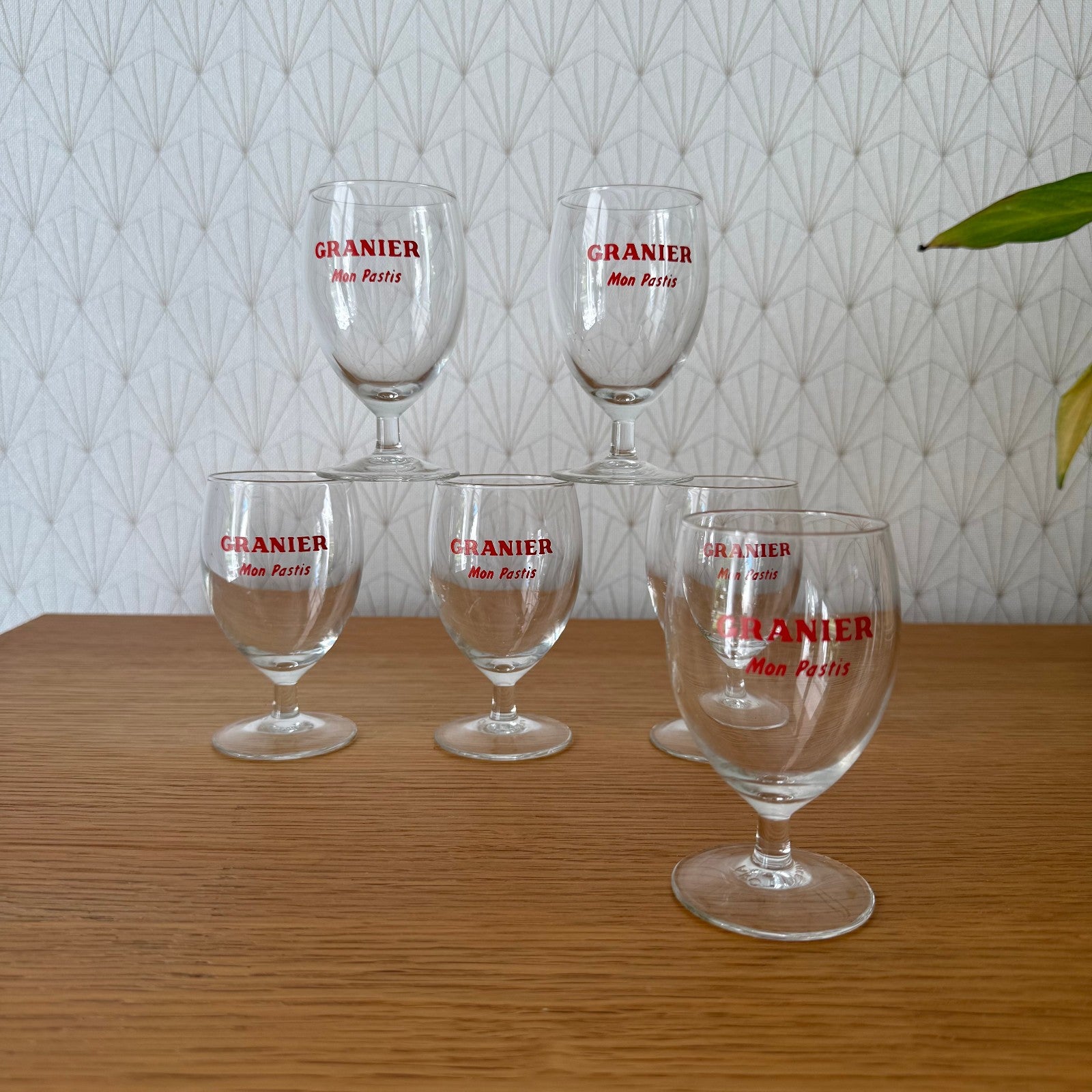 Vintage French Pastis Glasses Granier Mon Pastis Set of 6 Stemware 0309254 Granier