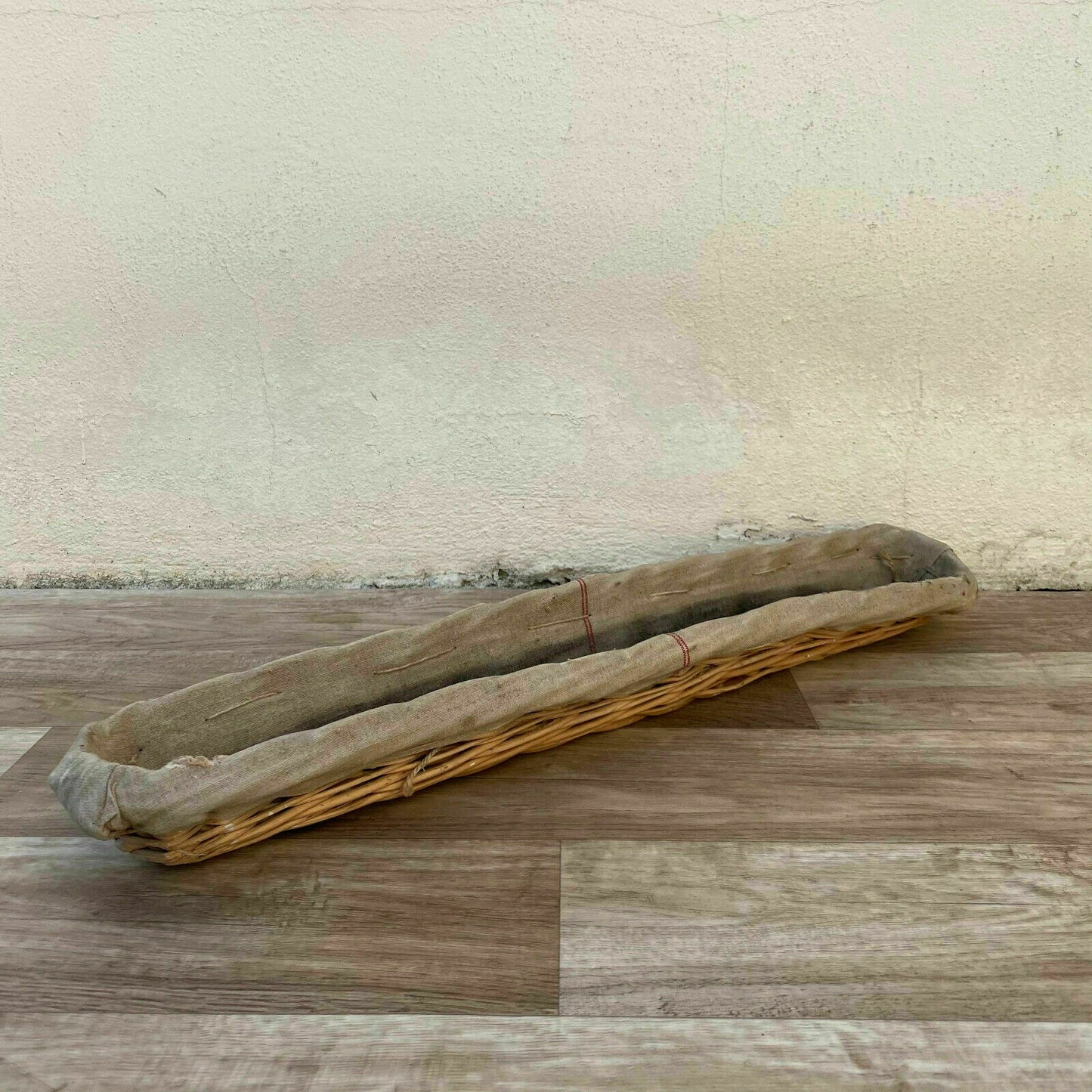 Vintage French Baguette Basket Wicker Linen Lined Bread 1950s 2307217 Fleamarketfrance