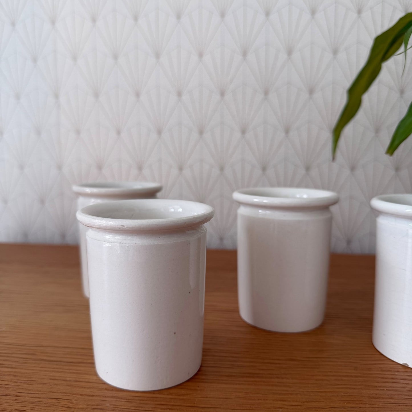 Vintage French Confit Pots White Ceramic Stoneware Jam Jars Set 1602257 Unmarked