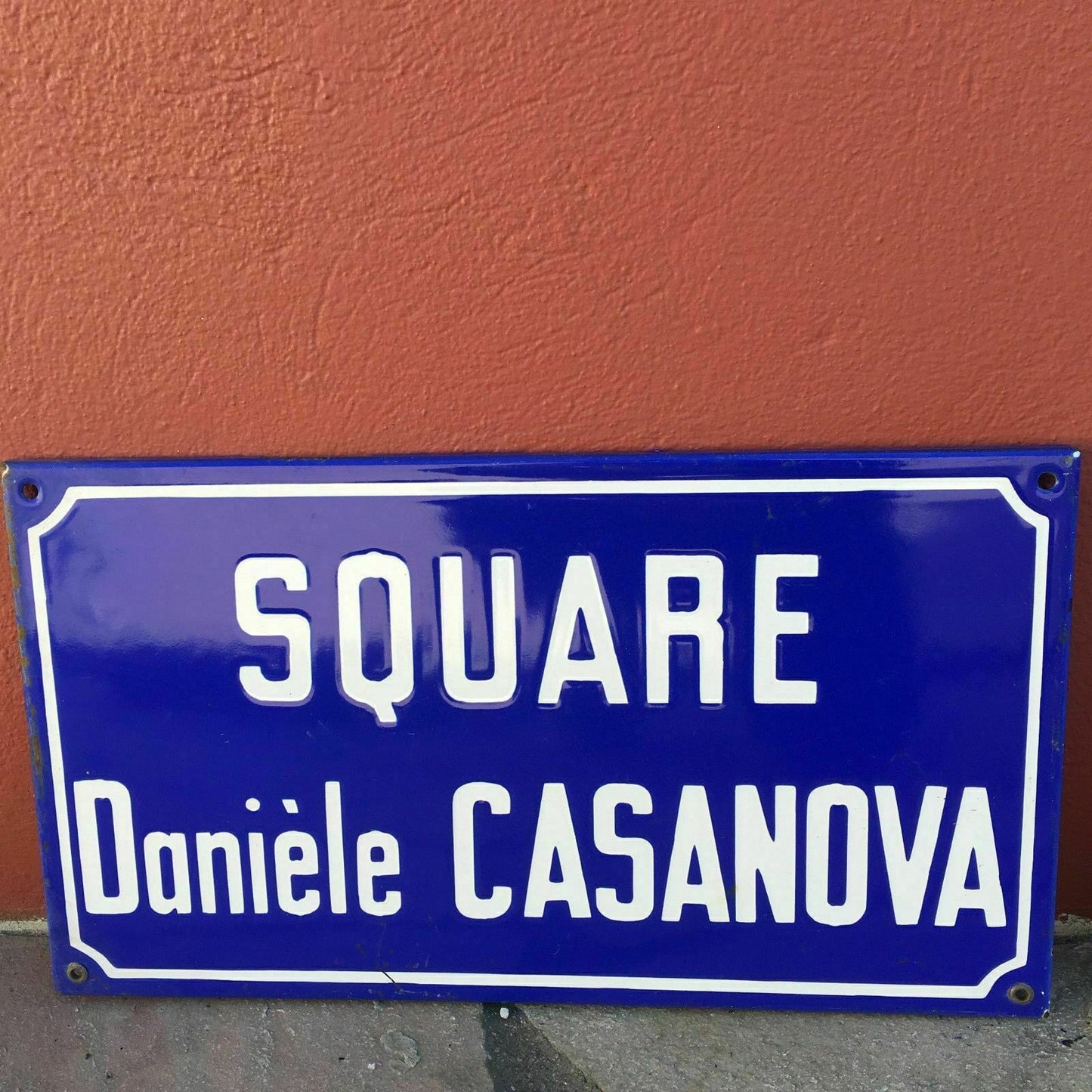 Vintage French Street Sign Square Daniele Casanova Blue Enamel Municipal Fleamarketfrance