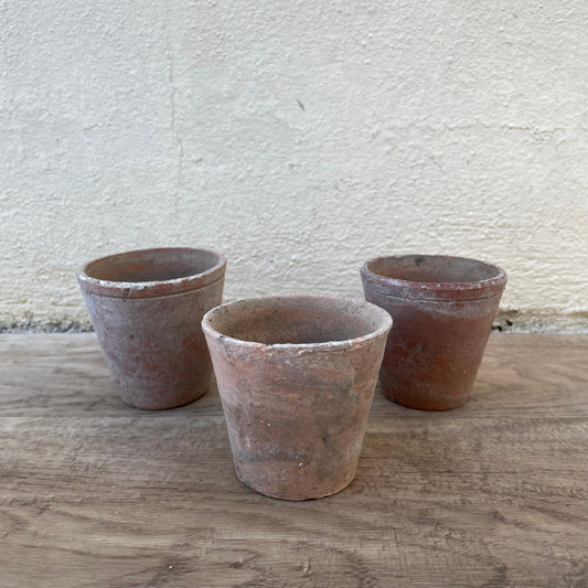 Vintage French Lot of 3 Terracotta Pots Planter Flowers 1403252
