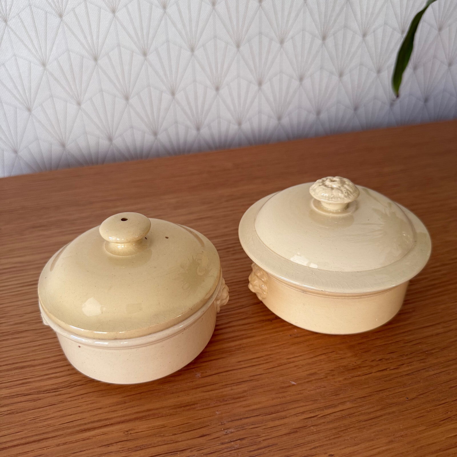 French Sarreguemines Terrine Pots Vintage Ceramic Foie Gras Set 01122410 Sarreguemines