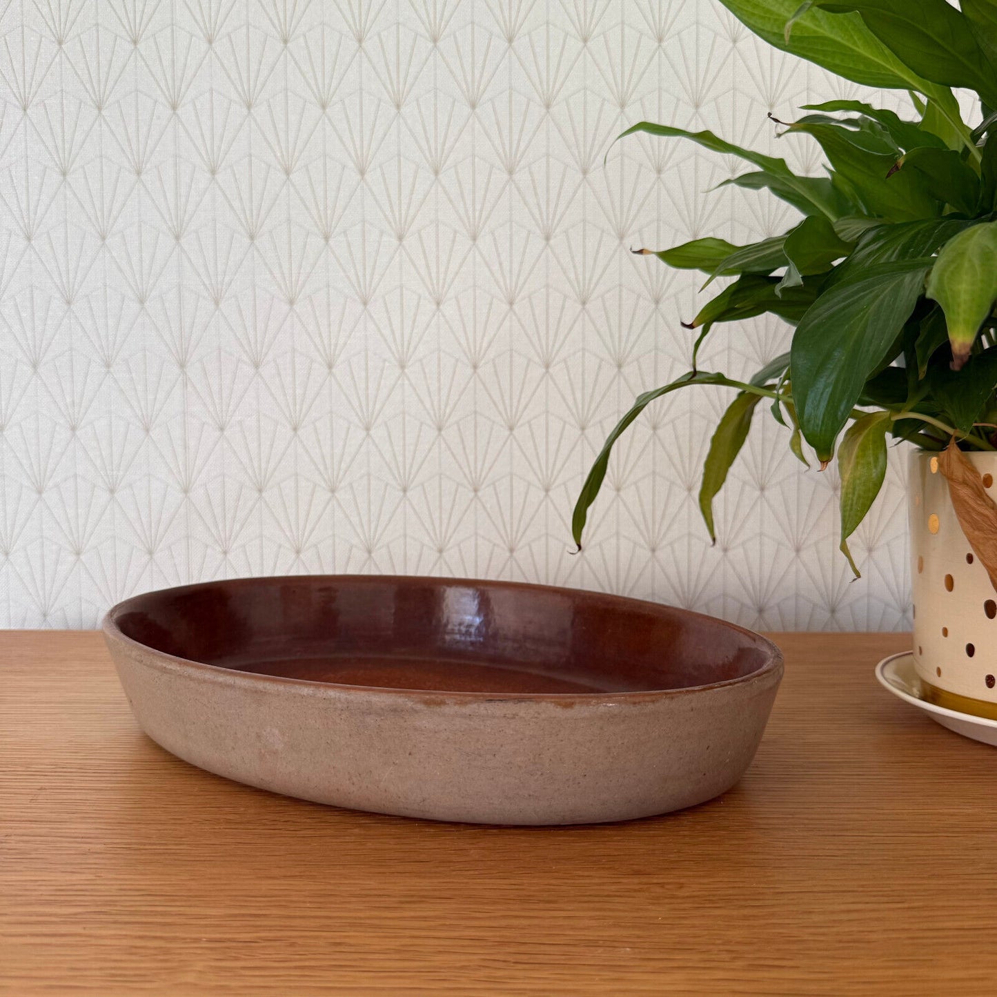 Vintage La Bourguignonne France Handmade French Bakeware 12.75” gratin 11112411 La Bourguignonne France
