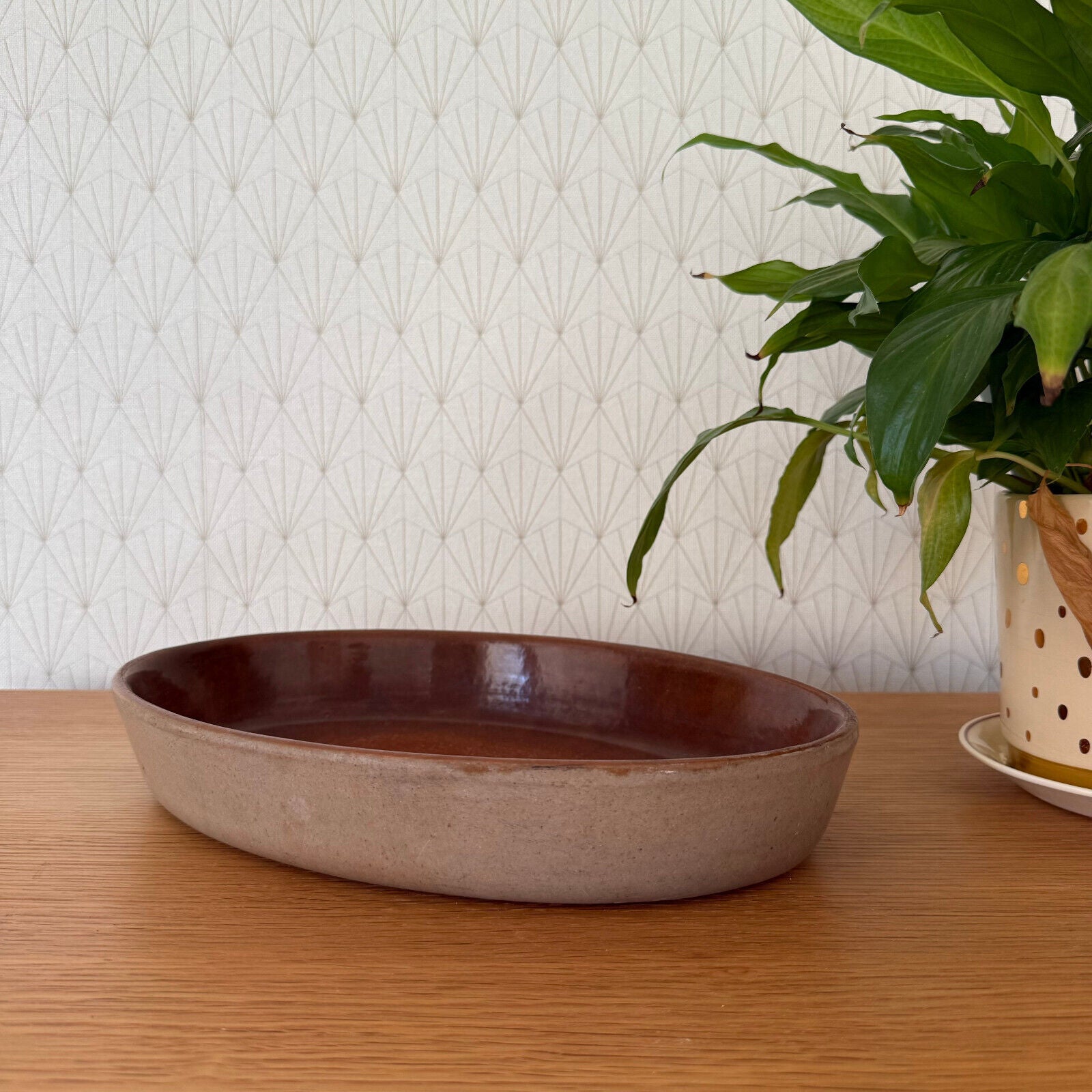 Vintage La Bourguignonne France Handmade French Bakeware 12.75” gratin 11112411 La Bourguignonne France