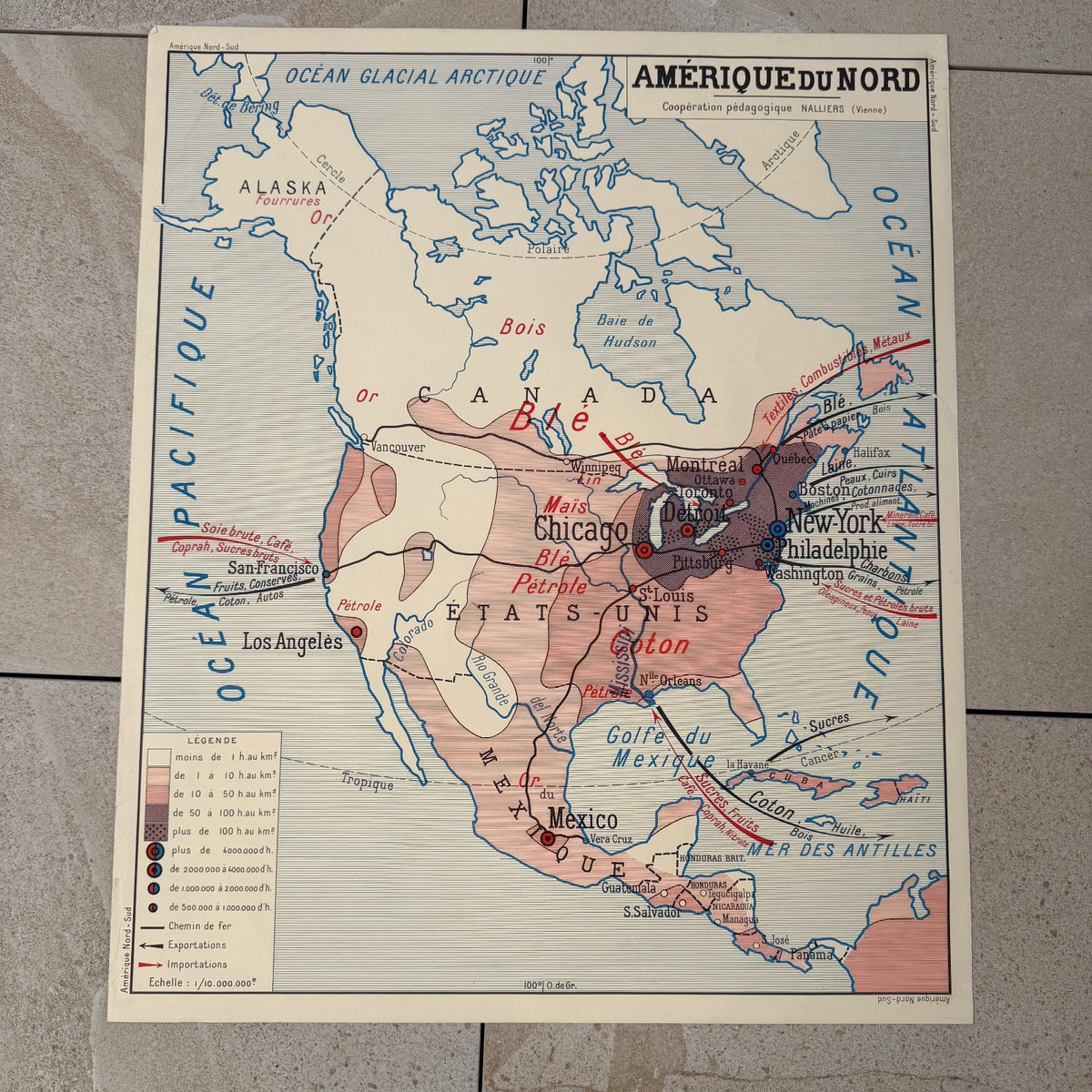 Vintage French Educational Map Poster Geography School 20082621 Fleamarketfrance