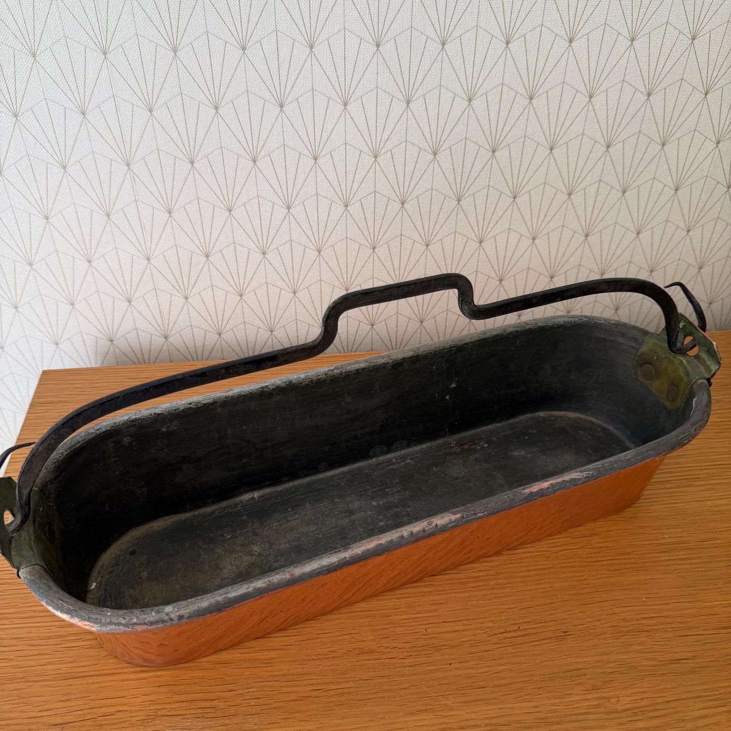 French Copper Fish Kettle Poacher Villedieu Brass Handles Vintage 0405265 Fleamarketfrance