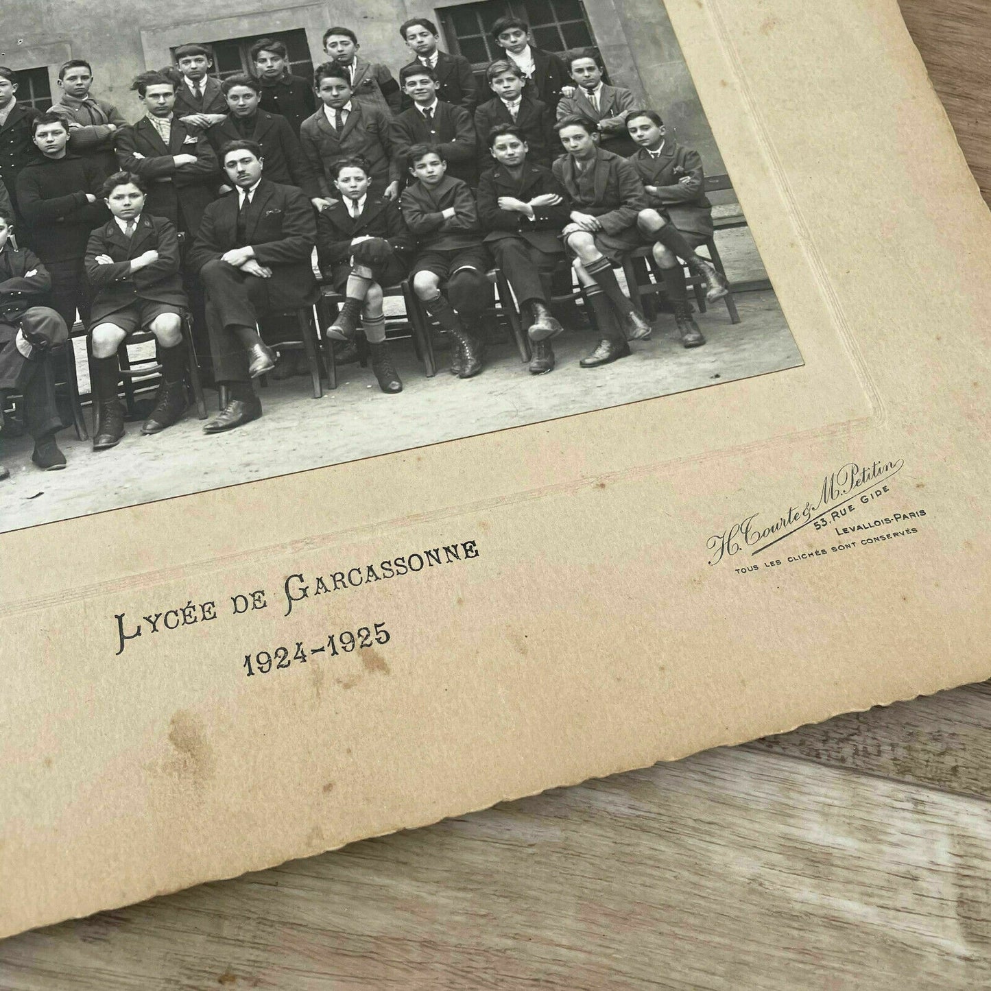 Vintage French School Class Getting Picture Photo Carcassonne 1925 15022124 - Fleamarketfrance