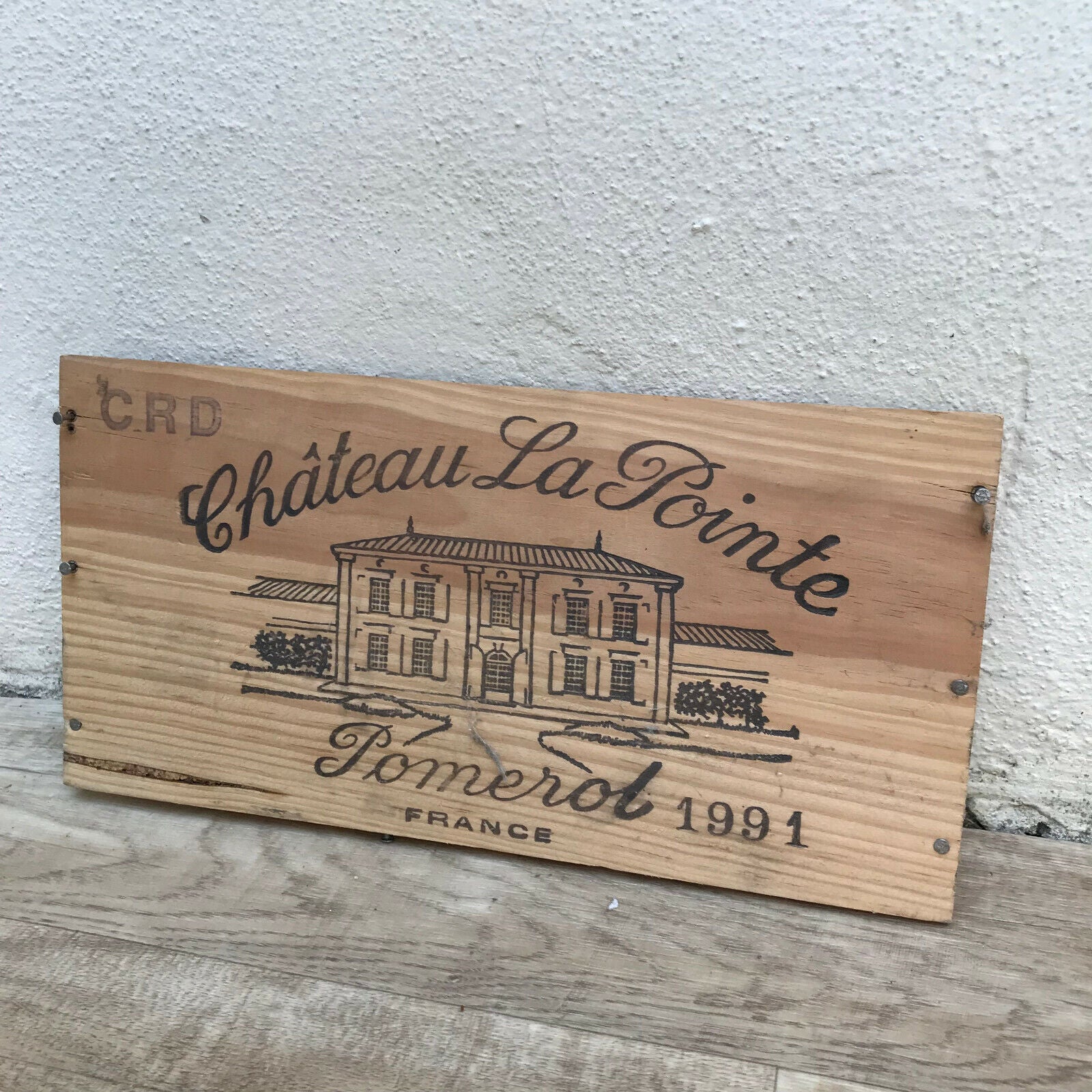 Wine Wood Crate Box Panel Vintage French wall sign LA POINTE POMEROL 08032216 - Fleamarketfrance