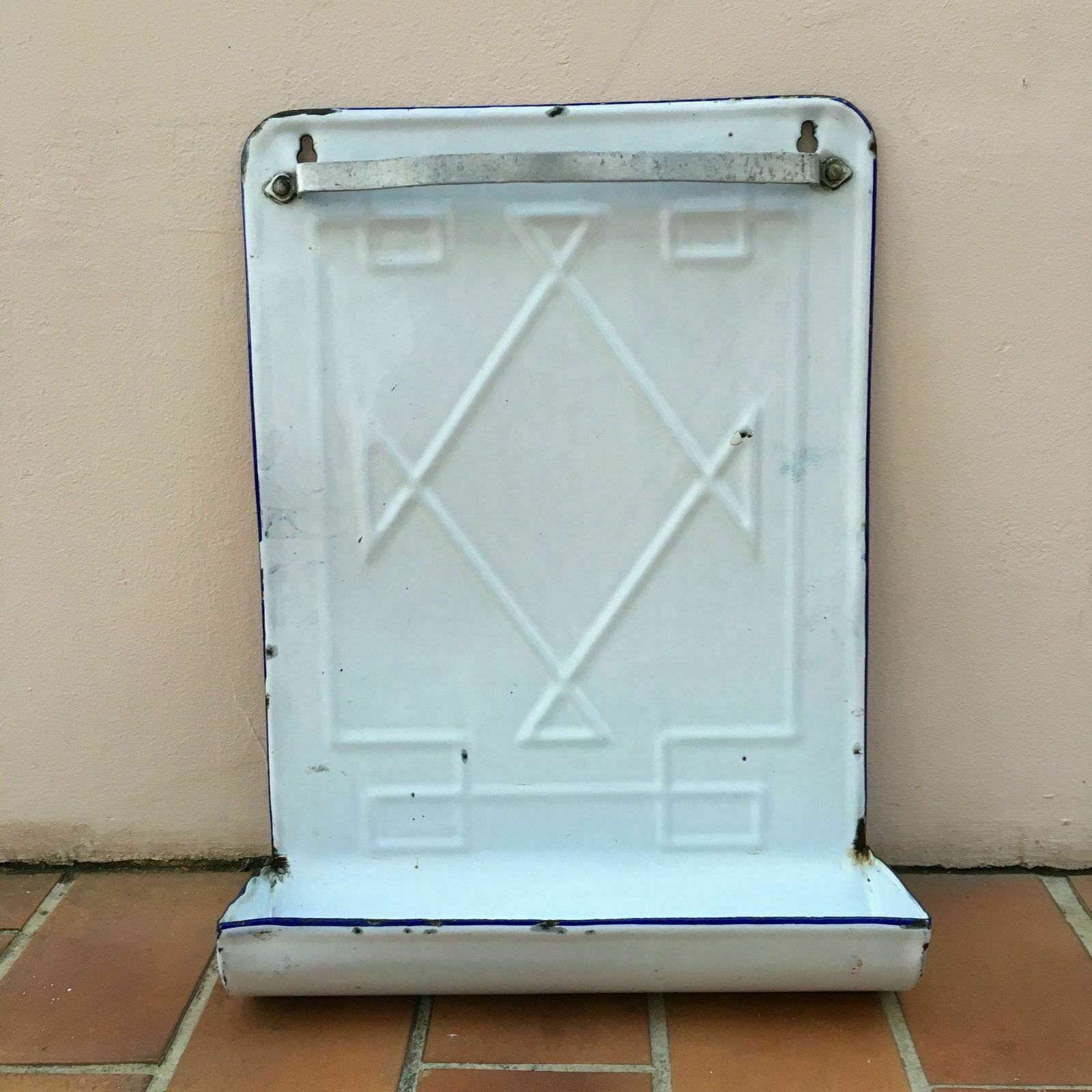 French Enamelware White Kitchen Utensil Holder Vintage 18 1/2"*14 1/4" Fleamarketfrance