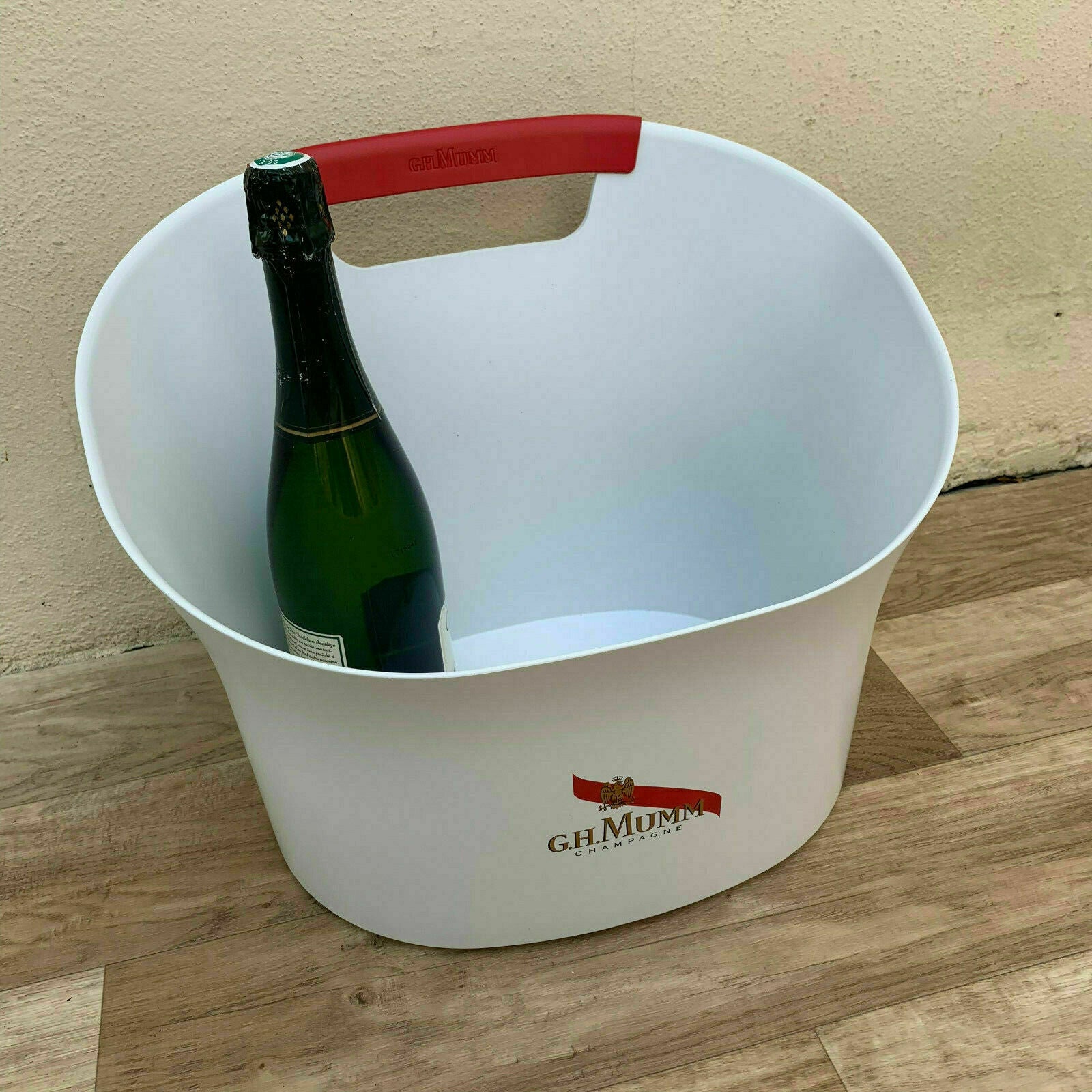 Vintage French Mumm Champagne Ice Bucket White Red Handles 2307198 Fleamarketfrance